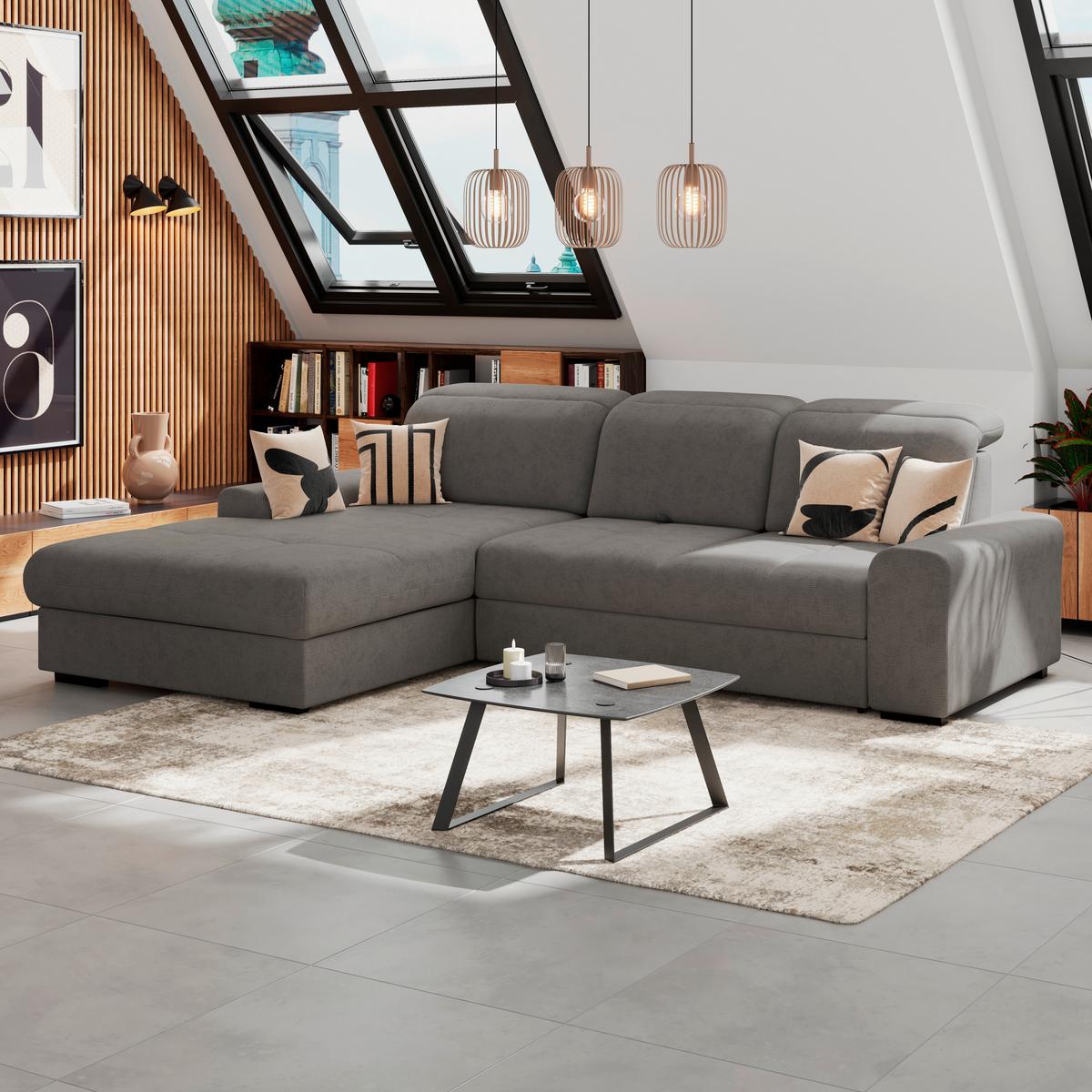 Kutna Garnitura Malaga - crna/antracit, Konvencionalno, tekstil/drvo (203/286cm) - Ondega