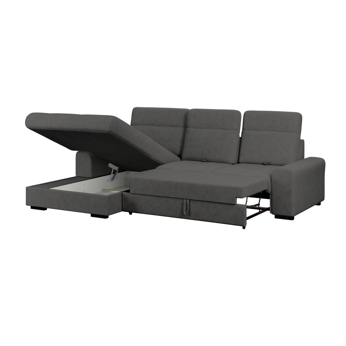 Kutna Garnitura Malaga - boje grafita/crna, Konvencionalno, tekstil/drvo (203/286cm) - Ondega