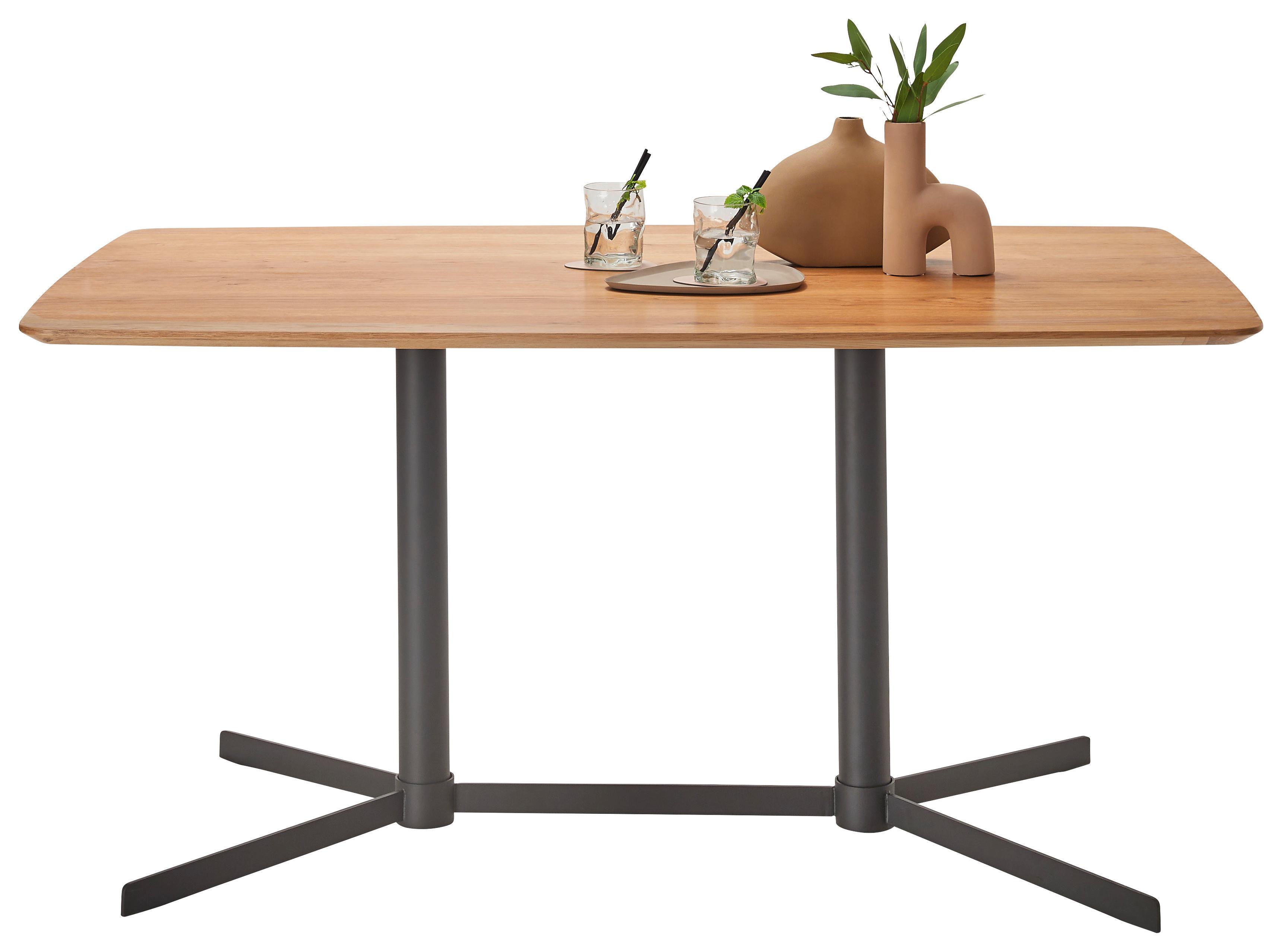 MATBORD VALLETTA - svart/ekfärgad, Modern, metall/trämaterial (160/90/76cm) - Premium Living
