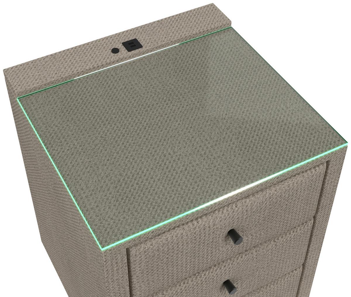 Noćni Ormarić Brisbane I - bež, Trend, staklo/drvni materijal (49,5/56,5/46cm) - Premium Living