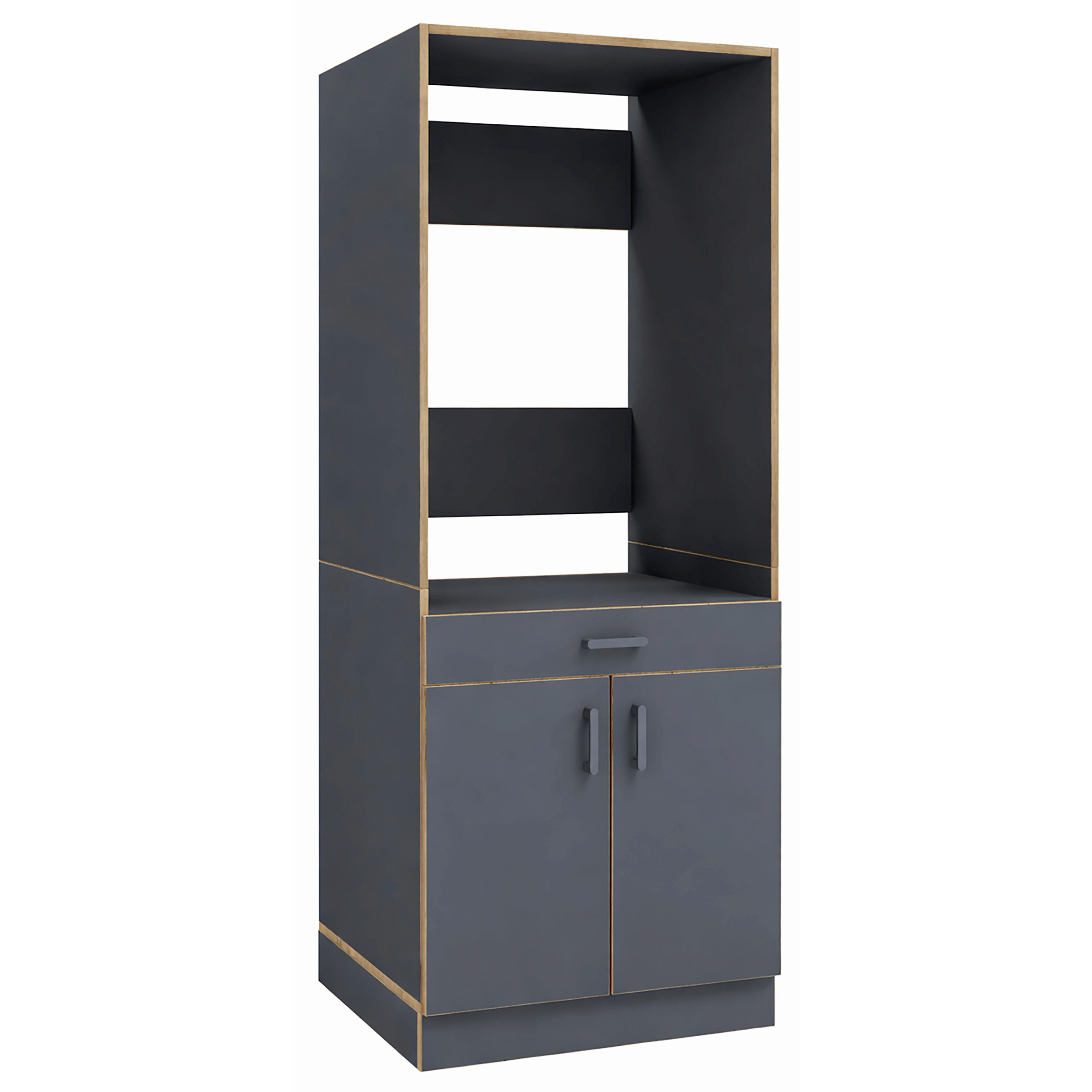 Waschmaschinenschrank Rislo - Honigeiche/Anthrazit, Trend, Holzwerkstoff/Kunststoff (67/162/68cm) - MID.YOU