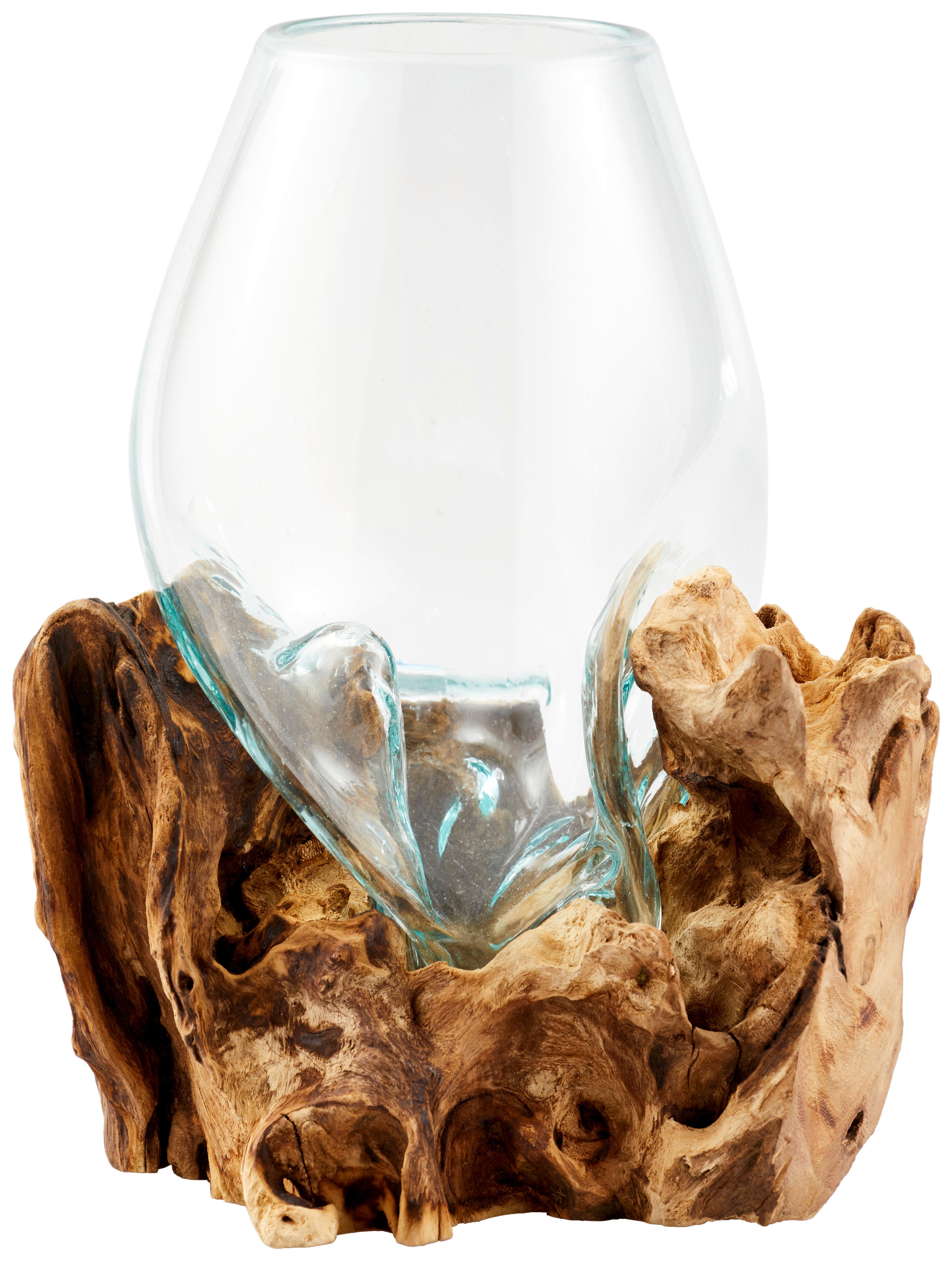 WAZON NATURAL LIVING - przejrzysty/przezroczysty, Natur, drewno/szkło (20/30cm) - Ambia Home