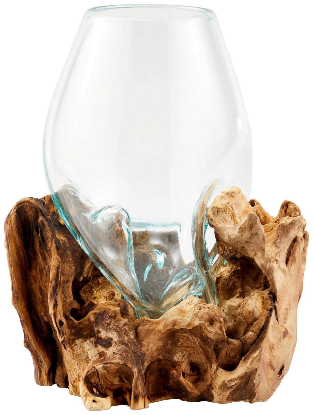 WAZON NATURAL LIVING - przejrzysty/przezroczysty, Natur, drewno/szkło (20/30cm) - Ambia Home