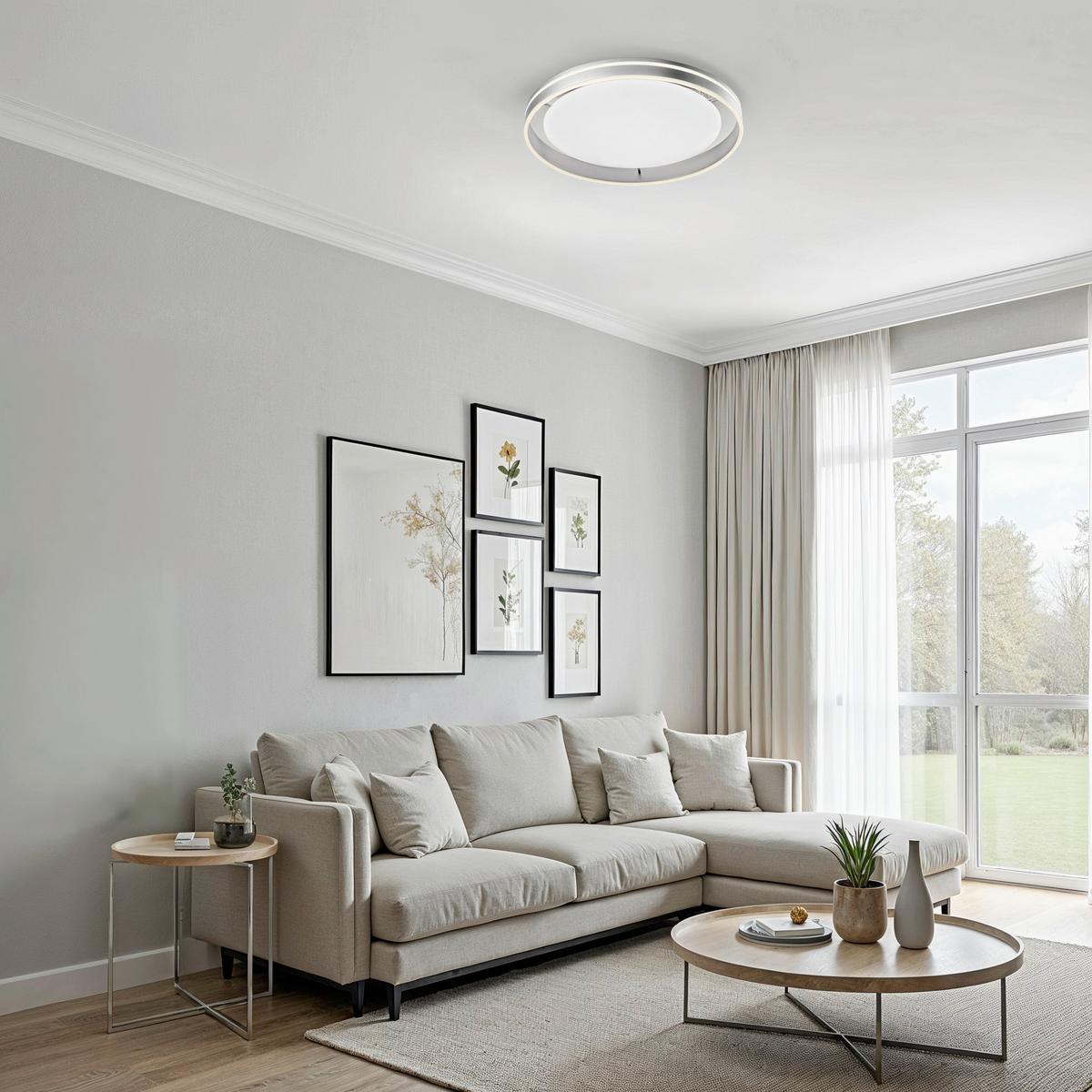 LAMPA SUFITOWA LED 8416-55 Q-VITO *SH* - kolor srebrny, Design, tworzywo sztuczne/metal (59/59cm) - Paul Neuhaus