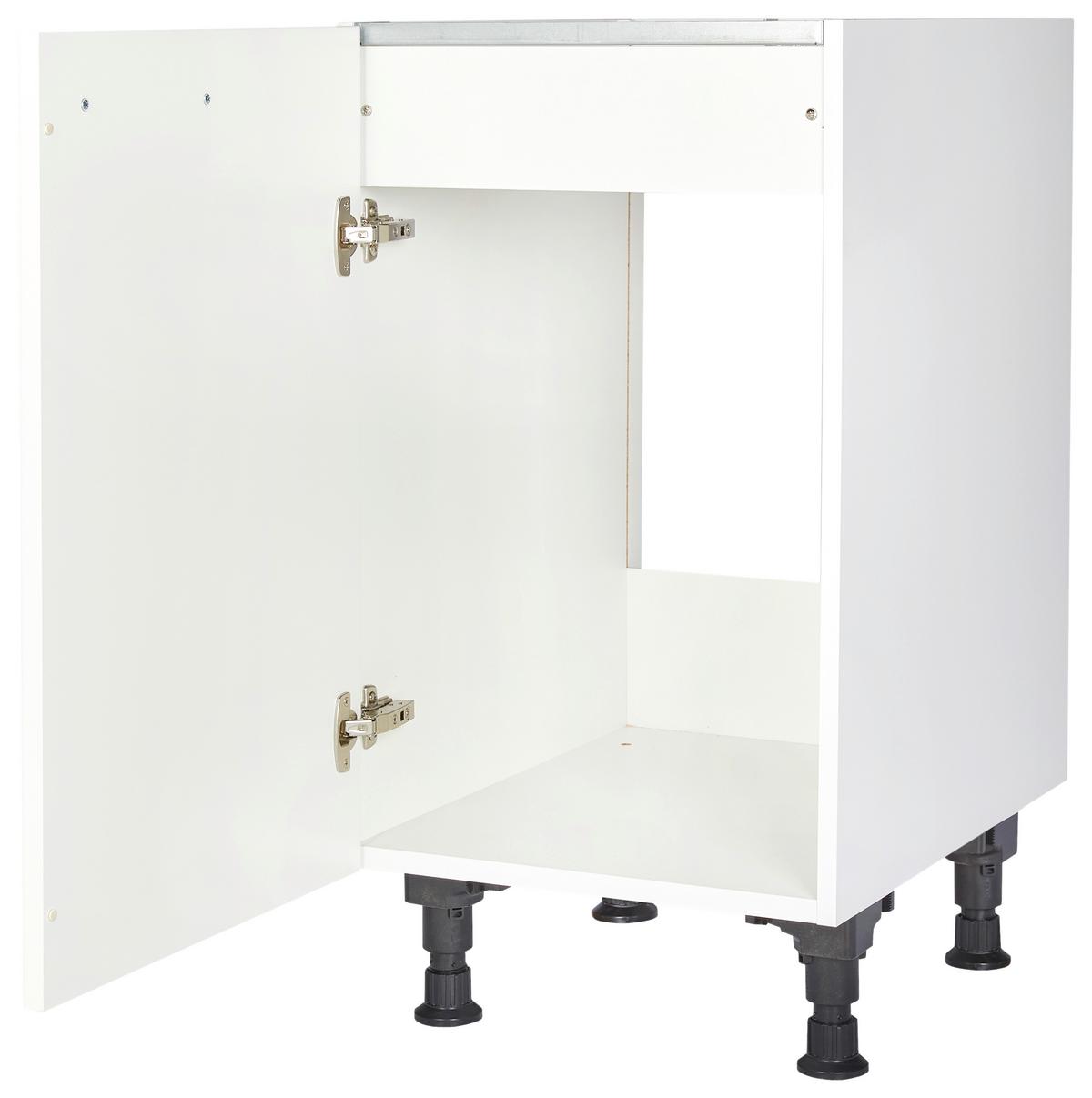 Spülenunterschrank Touch Weiß - Edelstahlfarben/Weiß, MODERN, Holzwerkstoff/Metall (45/87/56cm) - Nobilia