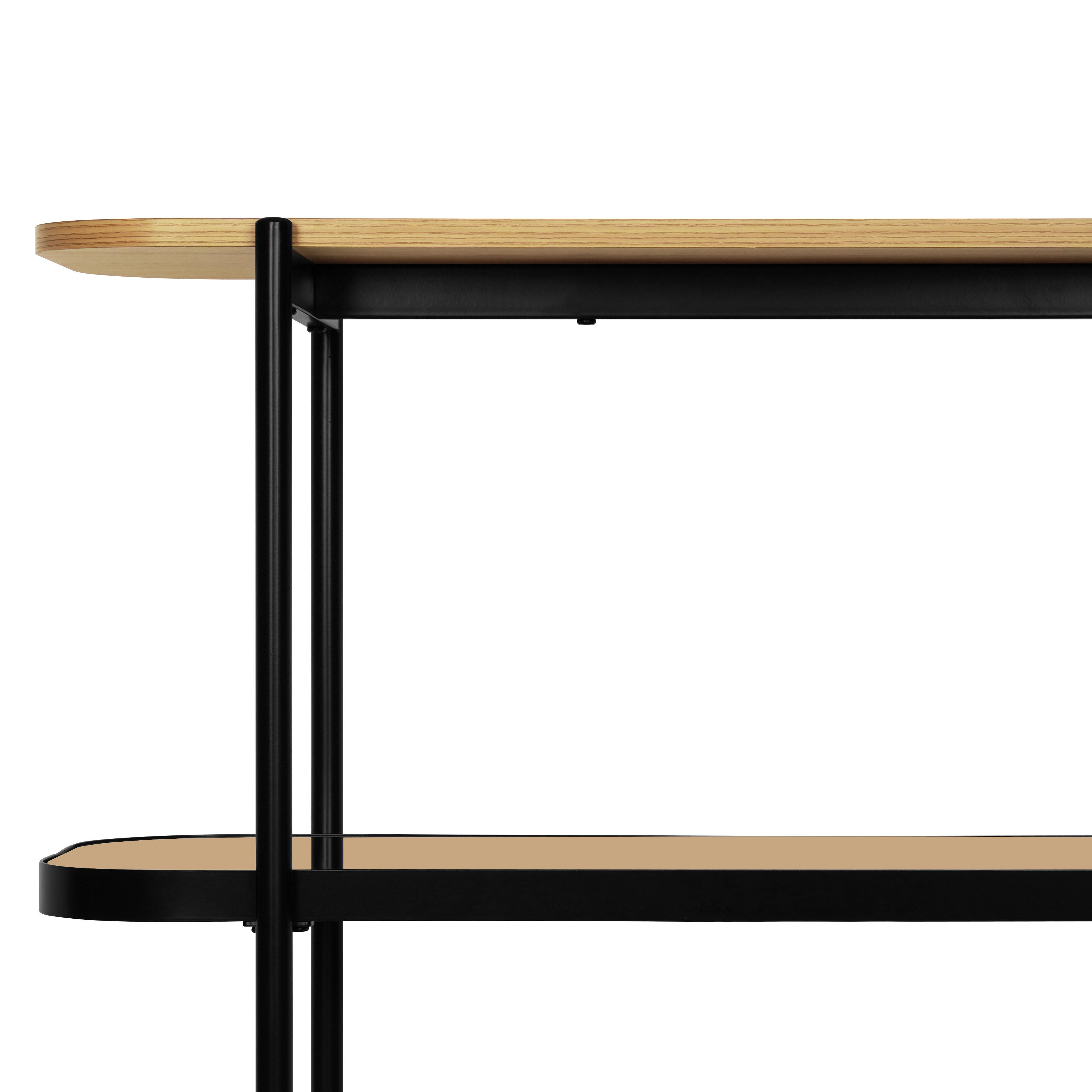 Etajeră LINEA - culoare natur/negru, Modern, sticlă/metal (90/84,5/34cm) - Modern Living