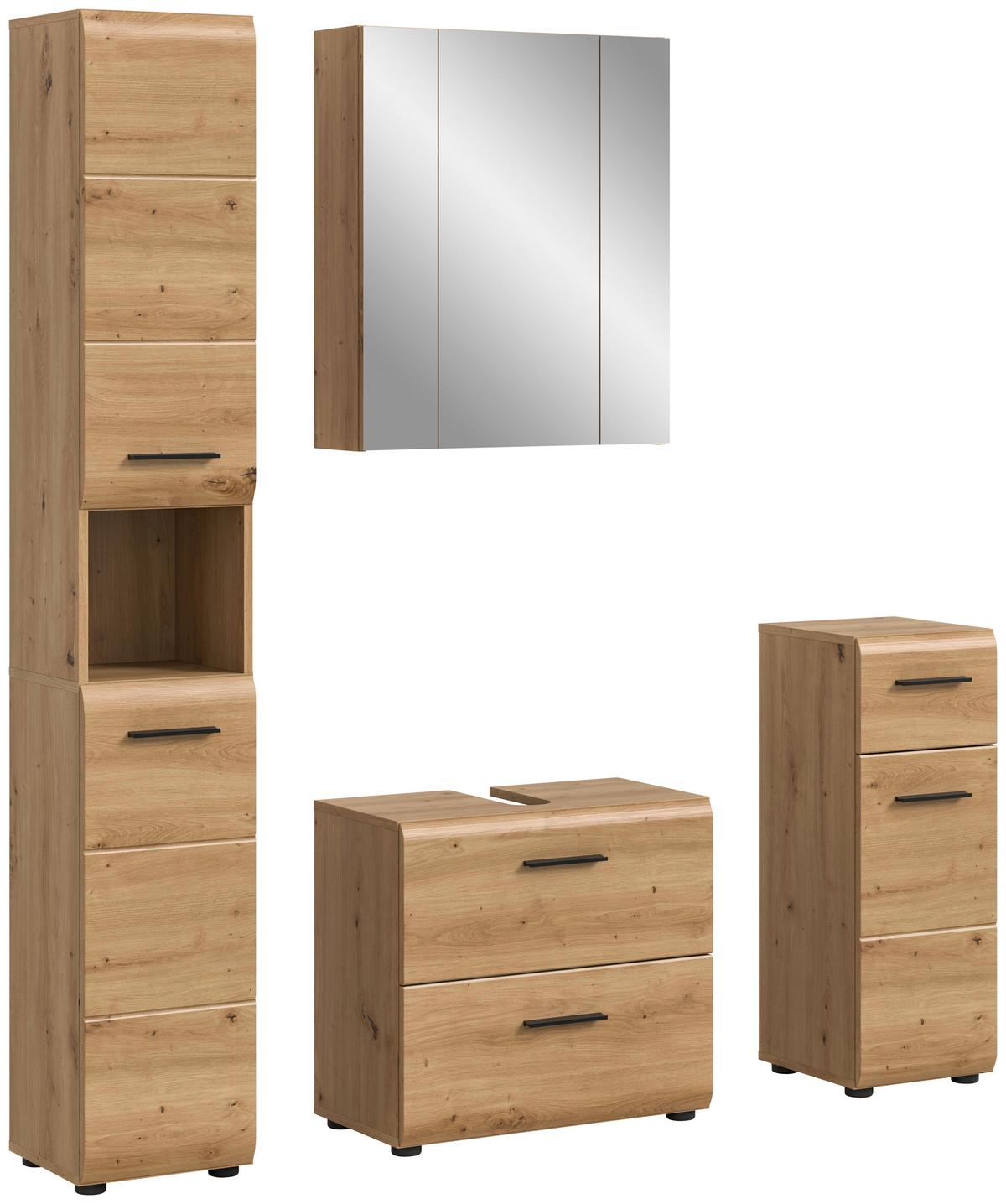 BADEZIMMER ICE - Schwarz/Eiche Artisan, Basics, Holzwerkstoff/Kunststoff (120cm) - MID.YOU