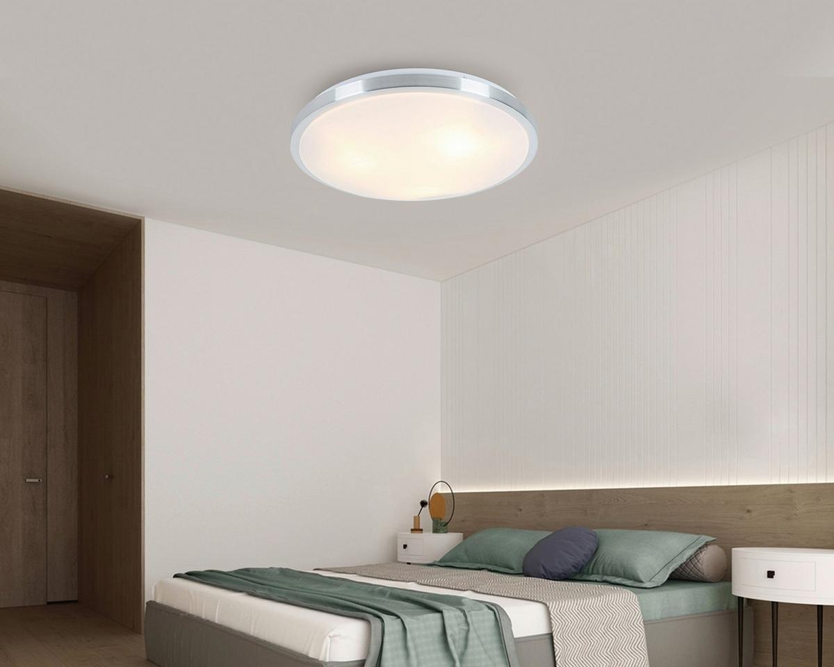 Deckenleuchte Winfried Weiß/Alufarben max. 25 Watt - Alufarben/Weiß, KONVENTIONELL, Kunststoff/Metall (50/9cm) - Mömax