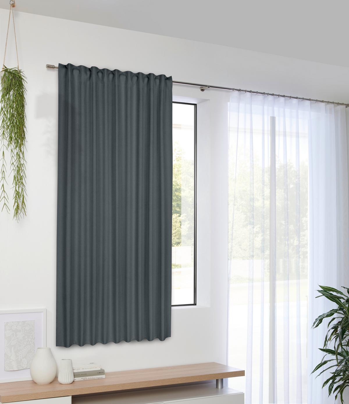 Fertigvorhang Ulrich in Anthrazit ca. 135x175cm - Anthrazit, Modern, Textil (135/175cm) - Modern Living