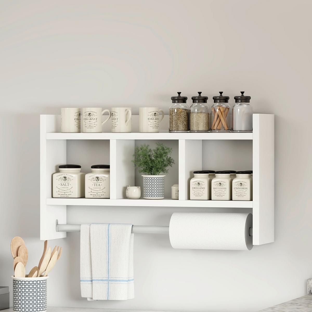 KÜCHENREGAL ASYA R001 WANDREGAL - Weiss, Design, Holzwerkstoff (64/35/15cm) - Livetastic