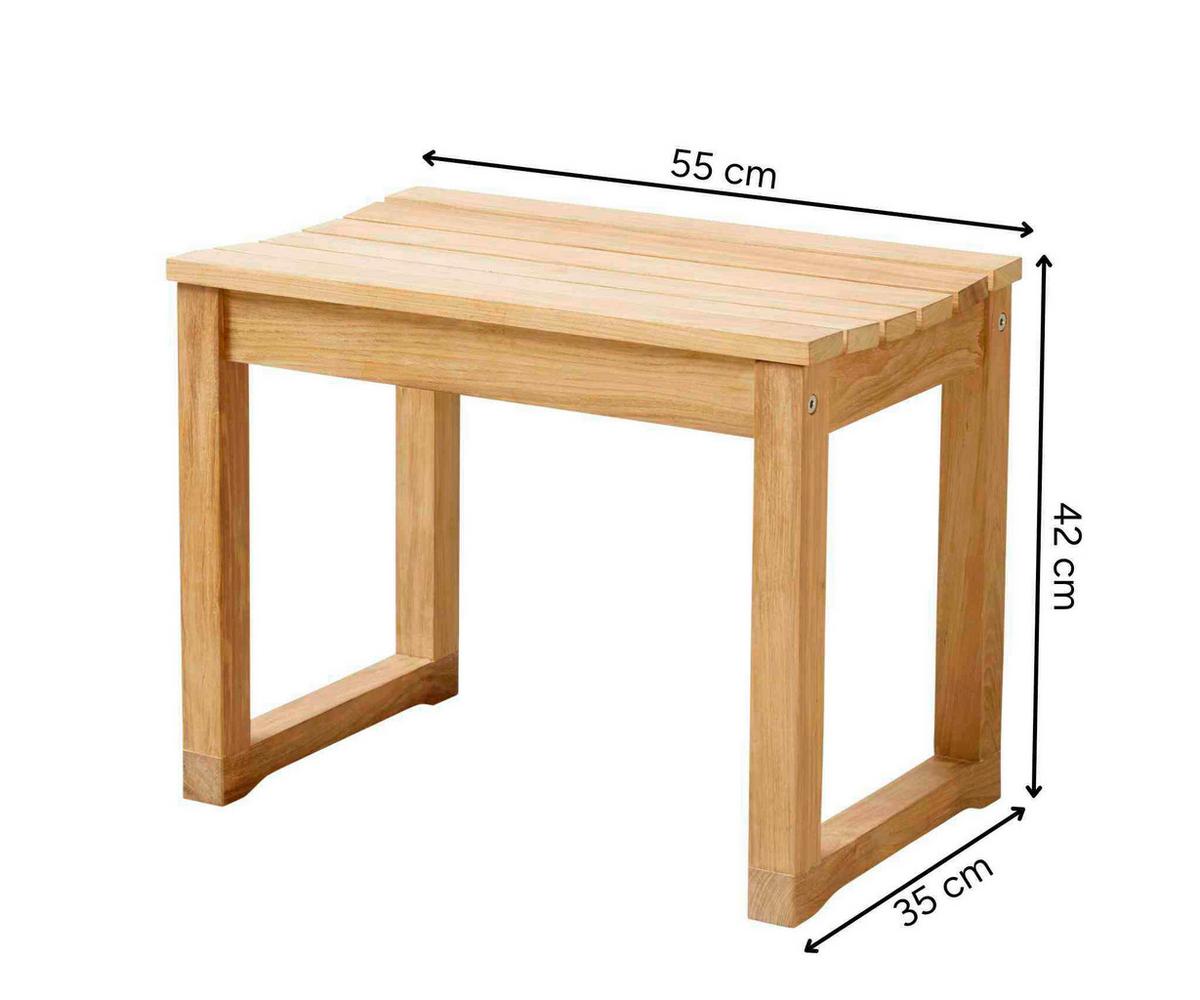 Hocker Vega Garten - Naturfarben, Design, Holz (55/43/40cm) - MID.YOU