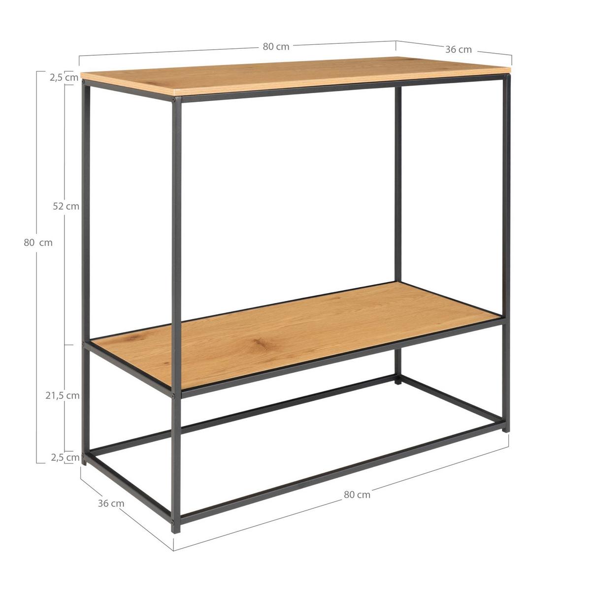 Konsole Vita Eichefarben/Schwarz - Eichefarben/Schwarz, Basics, Holzwerkstoff/Metall (80/80/36cm)