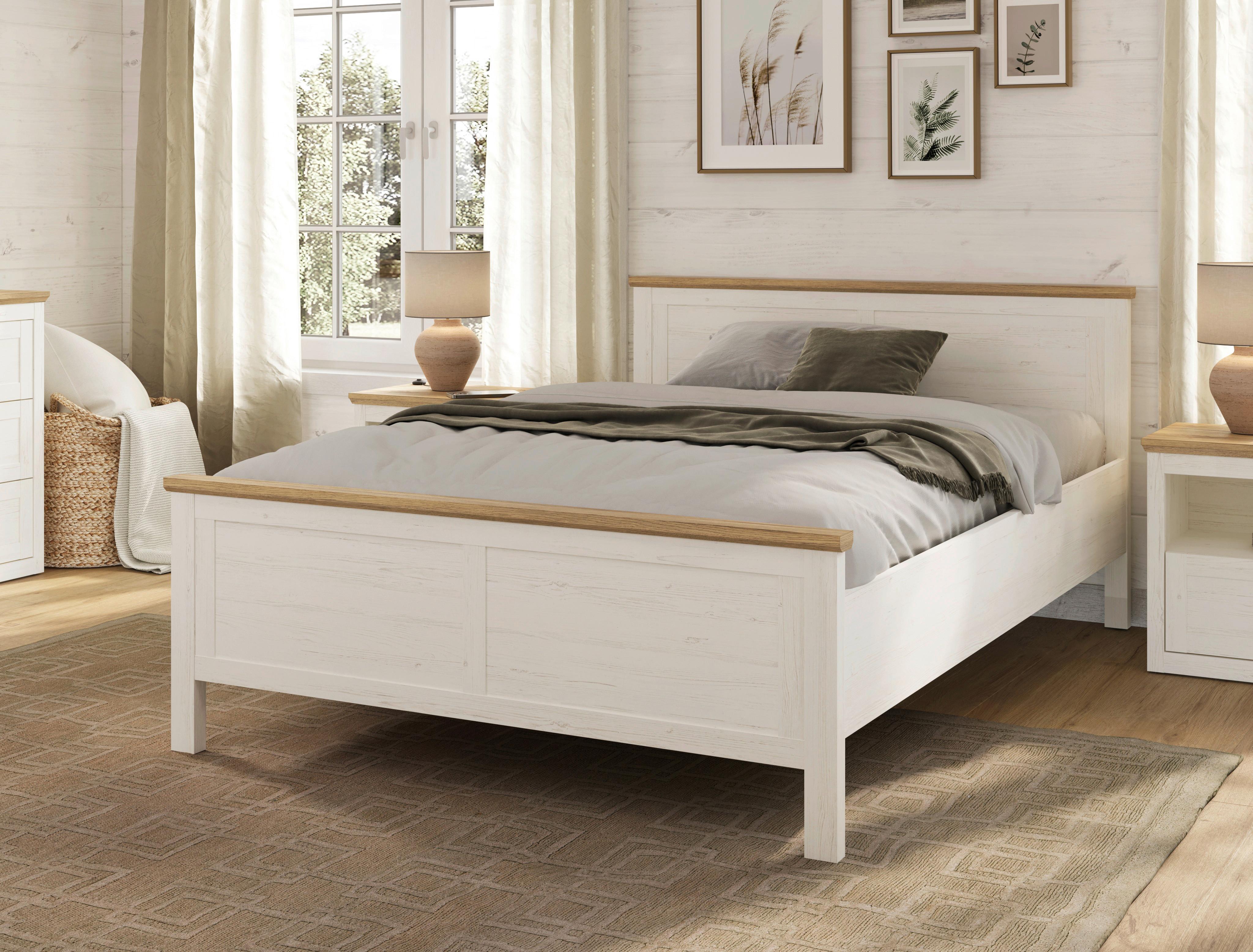 SÄNG KORSIKA -EXKLUSIV- - ekfärgad/pinjefärg, Romantik / Lanthus, trämaterial (140/200cm) - Mömax