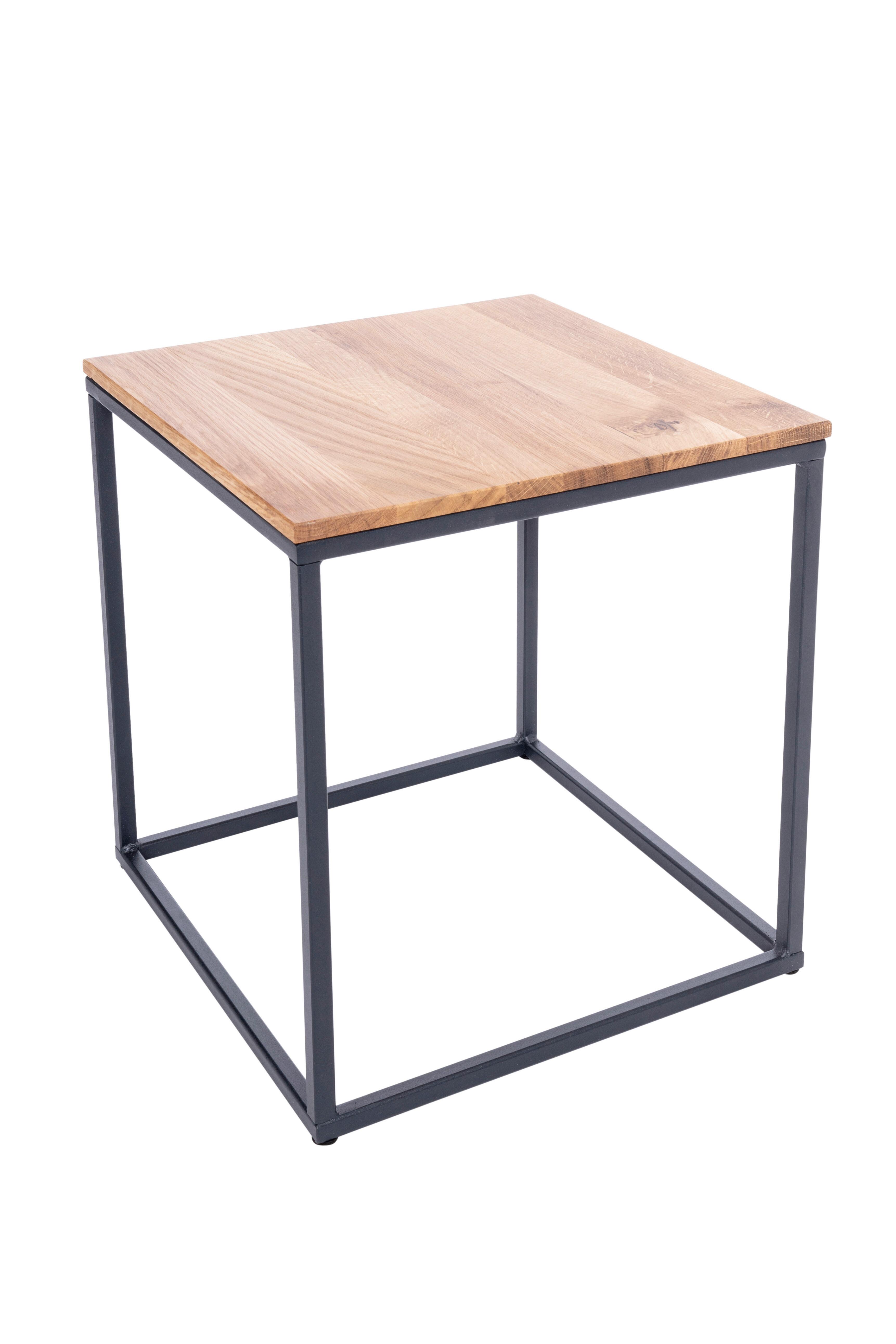 Beistelltisch B154405 Justus - Eichefarben/Schwarz, Natur, Holz/Metall (40/40/41cm) - Globo