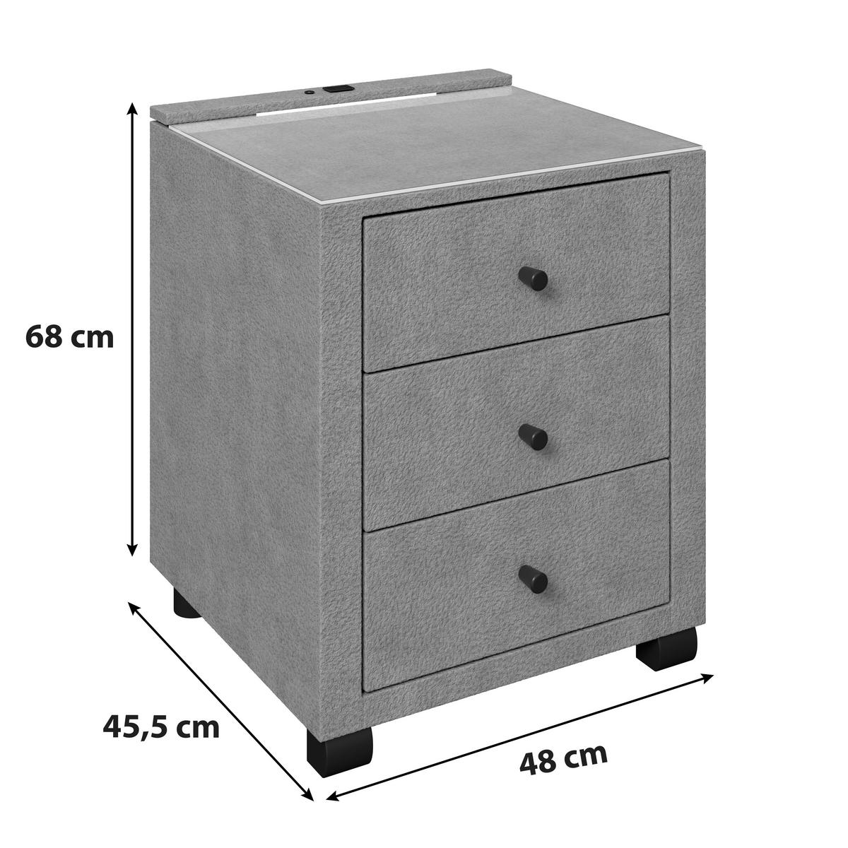 Noptieră Elysia - gri închis, Trend, plastic/sticlă (48/68/45,5cm) - Premium Living