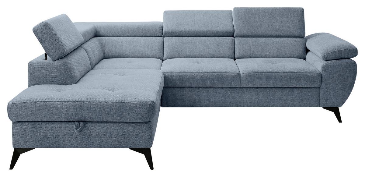 Kutna Garnitura Floris - plava/crna, Moderno, tekstil/metal (200/75-90/256cm) - Modern Living