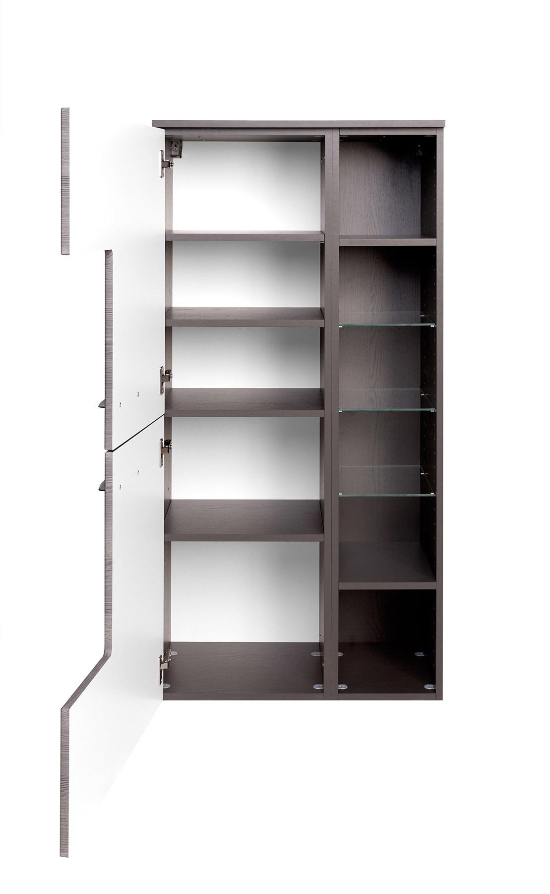 MIDISKÅP FLORIDA - grafitfärgad/ekfärgad, Modern, metall/trämaterial (65/130/35cm) - Premium Living