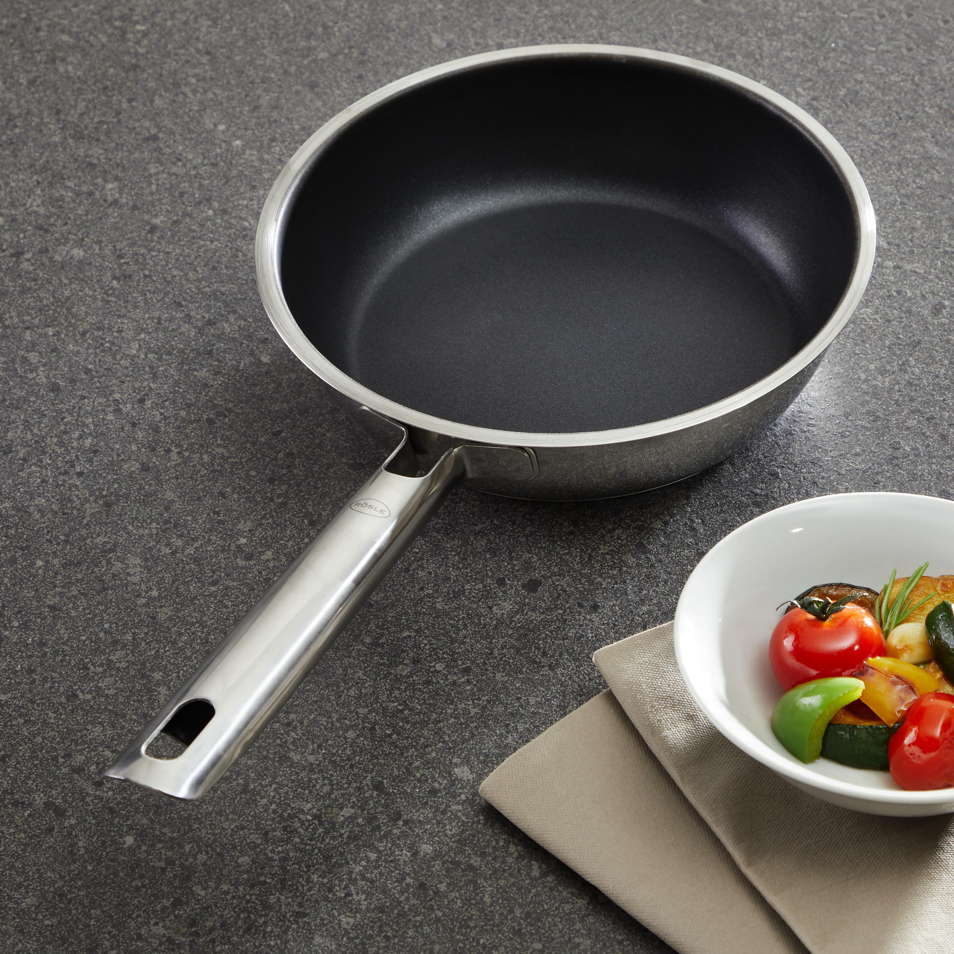 Bratpfanne Rösle Elegance Ø ca. 20 cm - Edelstahlfarben/Schwarz, KONVENTIONELL, Metall (20cm) - Rösle