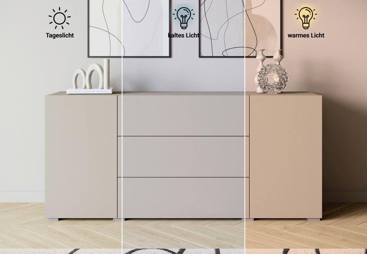 Sideboard 150cm Berlin 150 Kaschmir - Kaschmir/Grau, Design, Holzwerkstoff/Kunststoff (150/68/38,5cm) - P & B