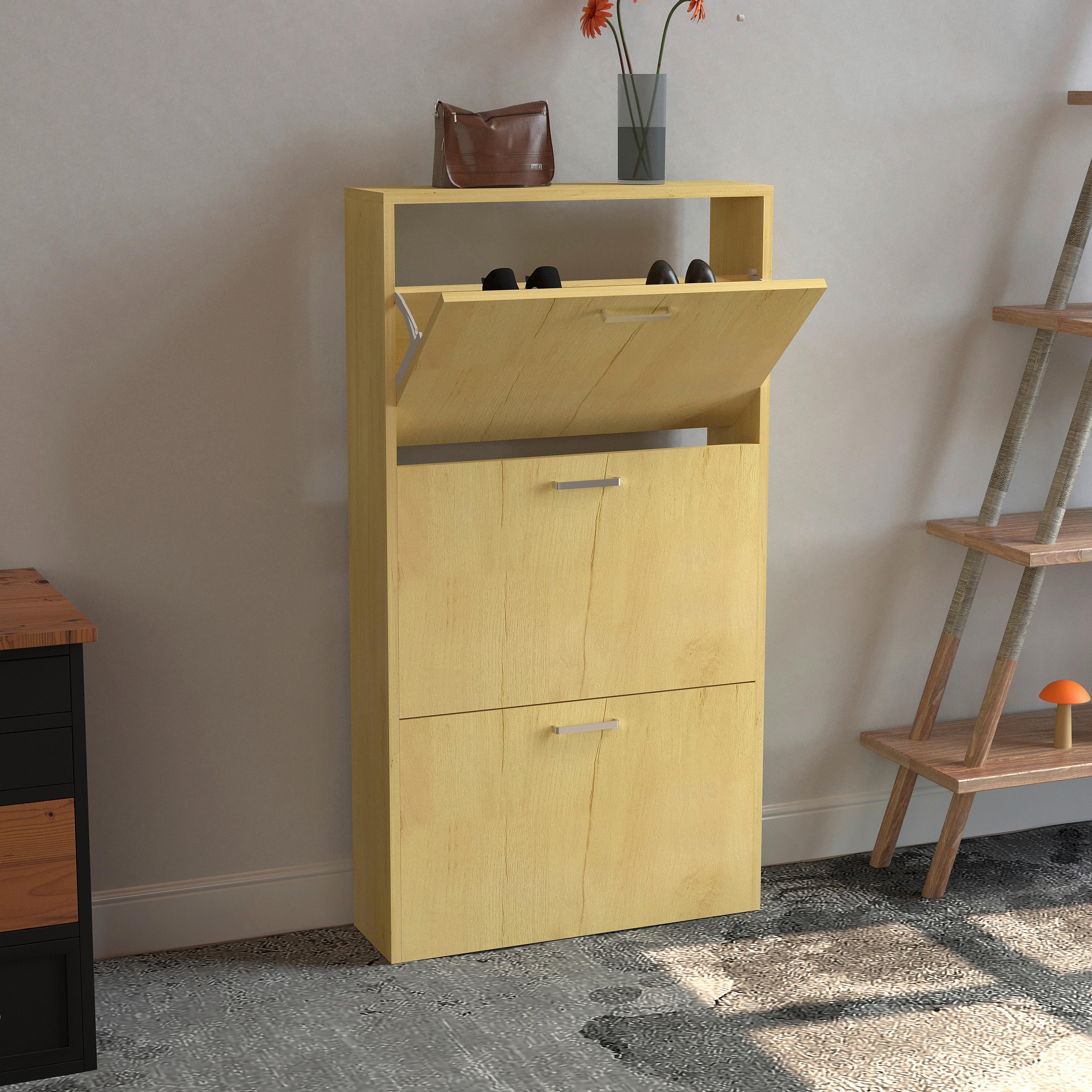 SCHUHSCHRANK SULOS M - Honigeiche/Silberfarben, Design, Holzwerkstoff/Kunststoff (50/108/17cm) - MID.YOU