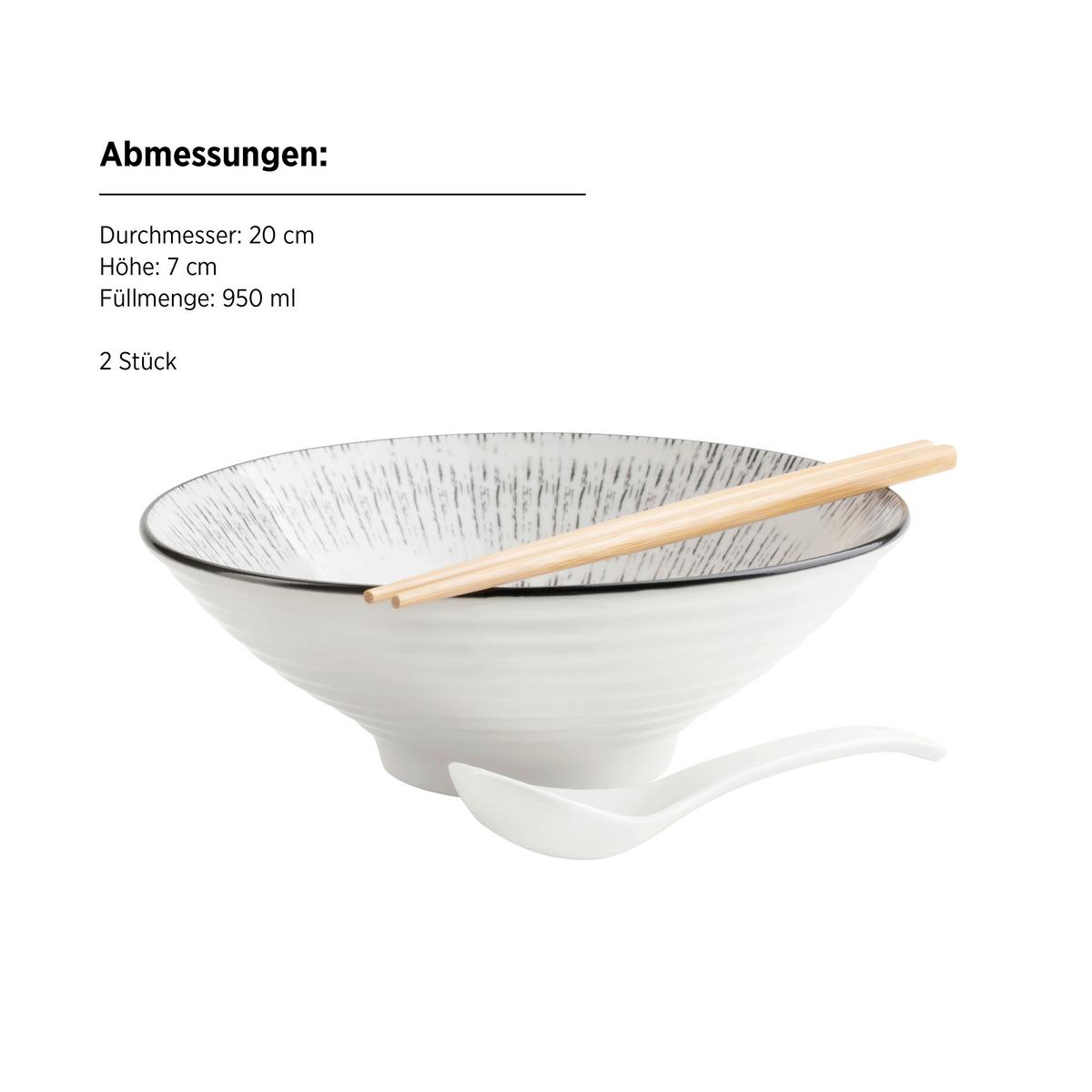 Chinesisches Tafelservice 935643 - Weiss/Schwarz, Basics, Keramik - Mäser