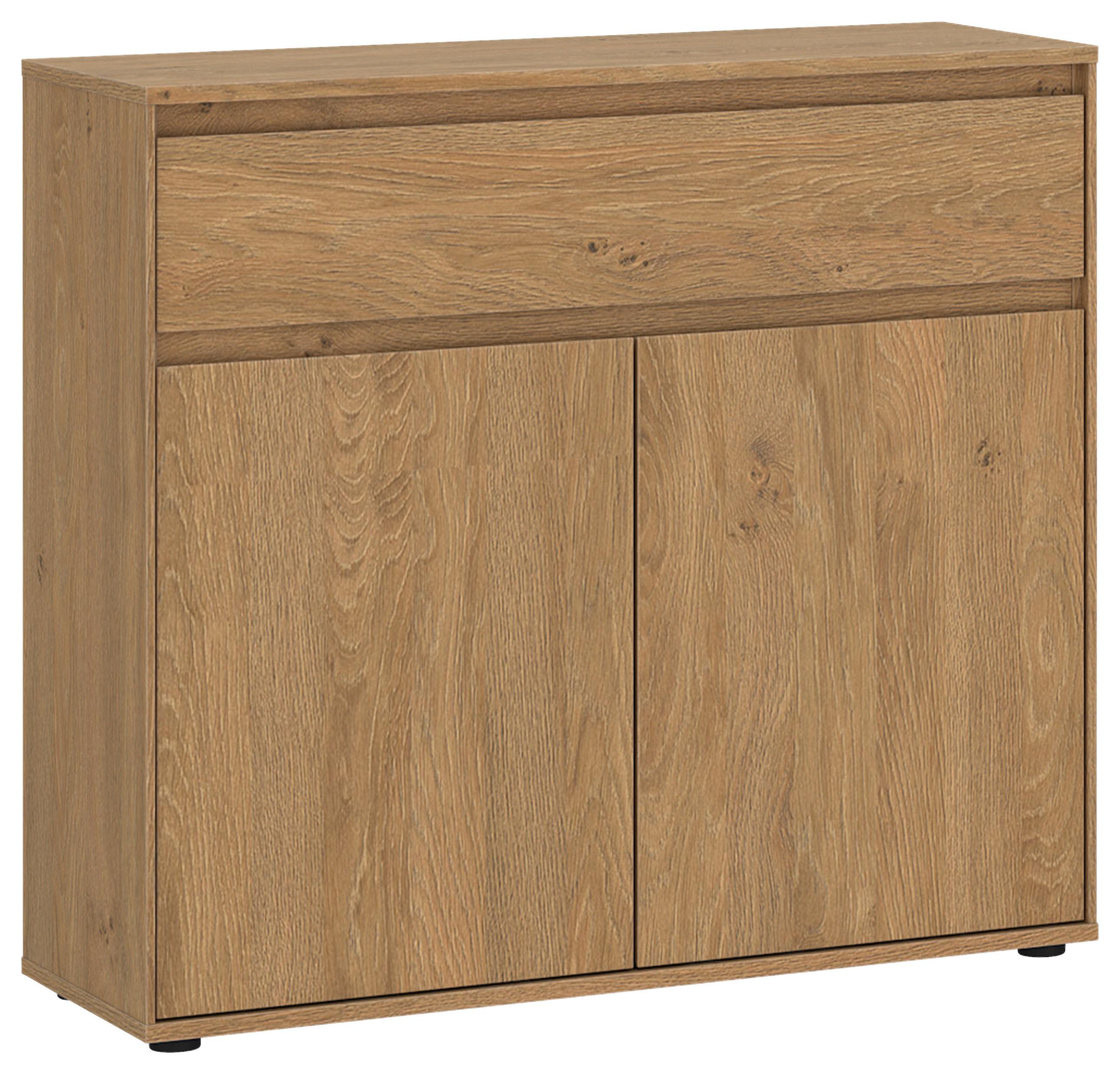 Komoda Calzado - boje hrasta/crna, Moderno, drvni materijal/plastika (92/86/35cm) - Modern Living
