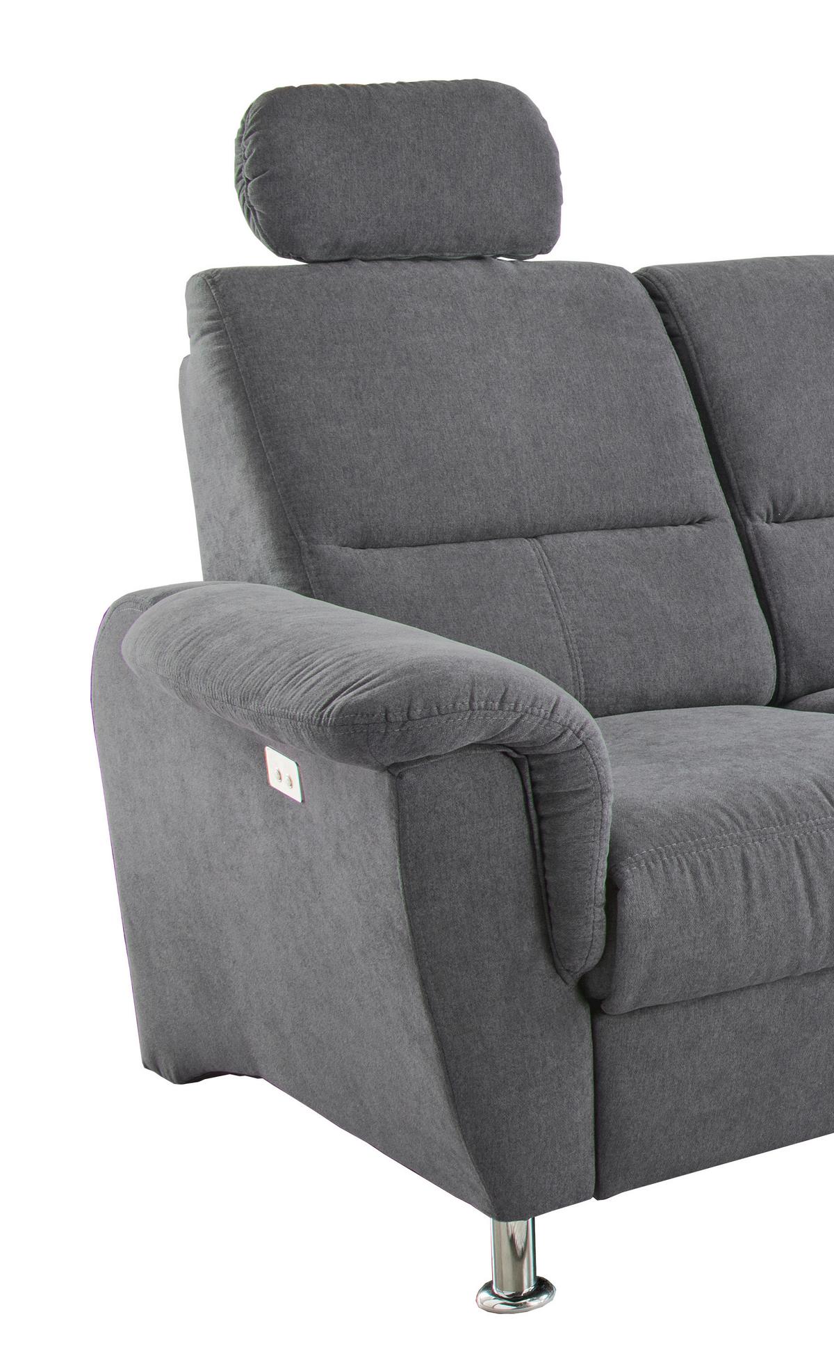 Wohnlandschaft Parole Anthrazit Mikrofaser - Chromfarben/Anthrazit, KONVENTIONELL, Textil/Metall (292/165cm) - Livetastic