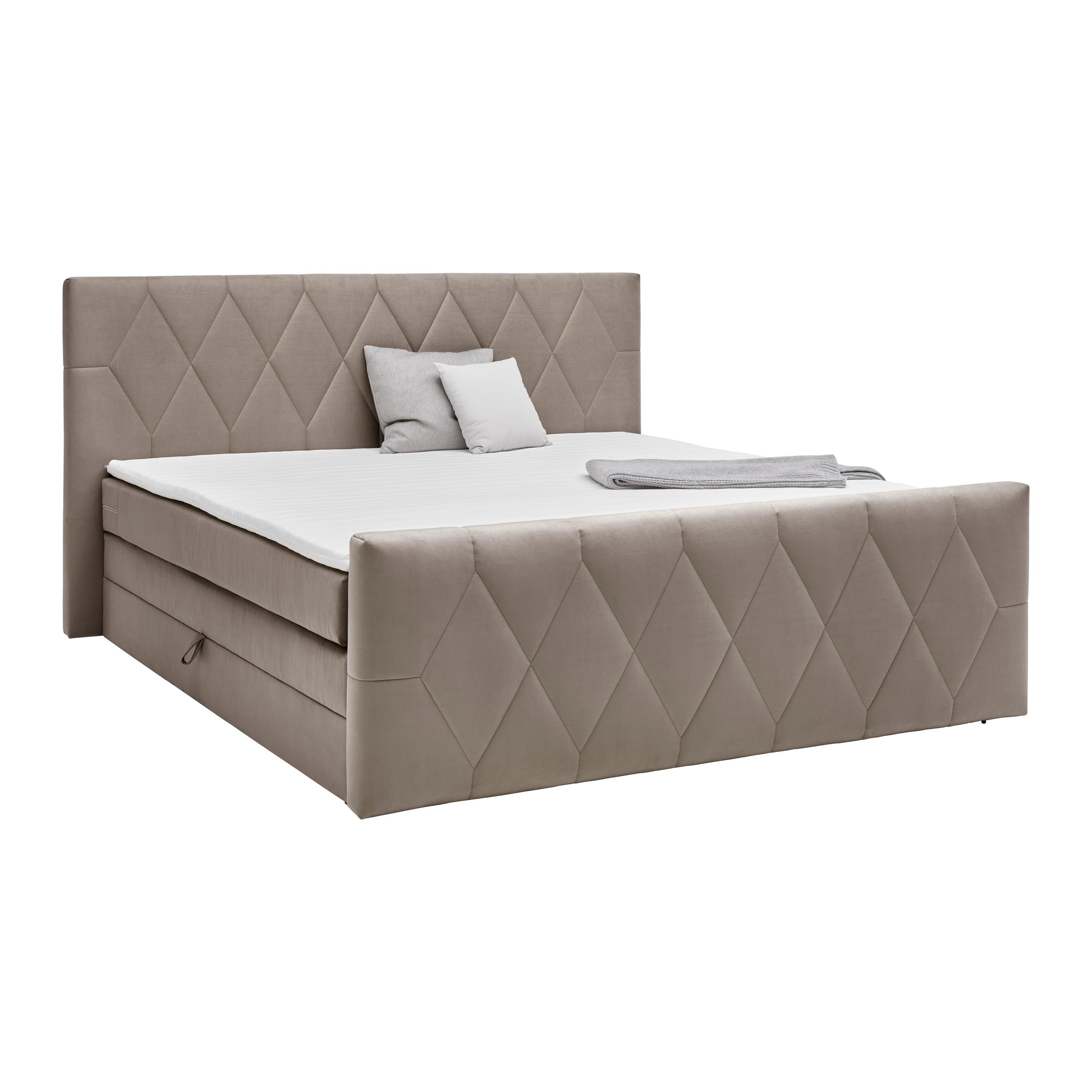 Boxspringbett Josie B Beige ca. 180x200cm - Beige/Schwarz, KONVENTIONELL, Holz/Holzwerkstoff (180/200cm) - Mömax