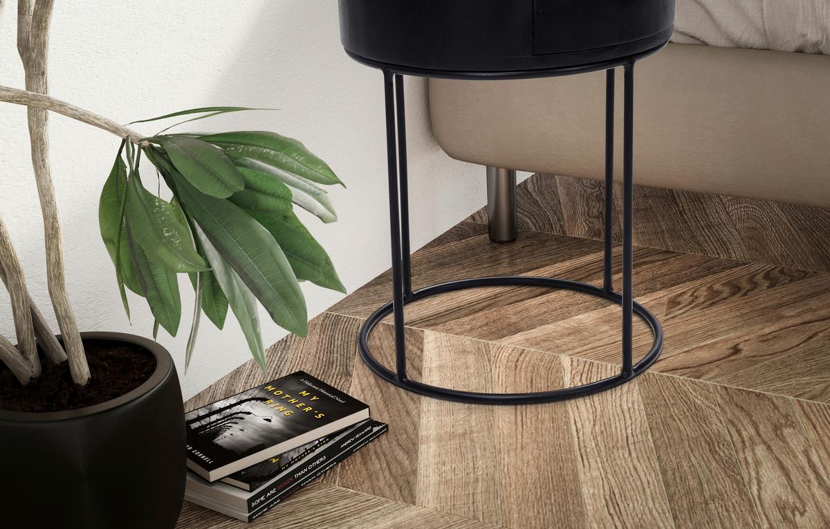 NACHTTISCH WL6.848 - Schwarz, Design, Holz/Metall (40/40/60cm) - Livetastic