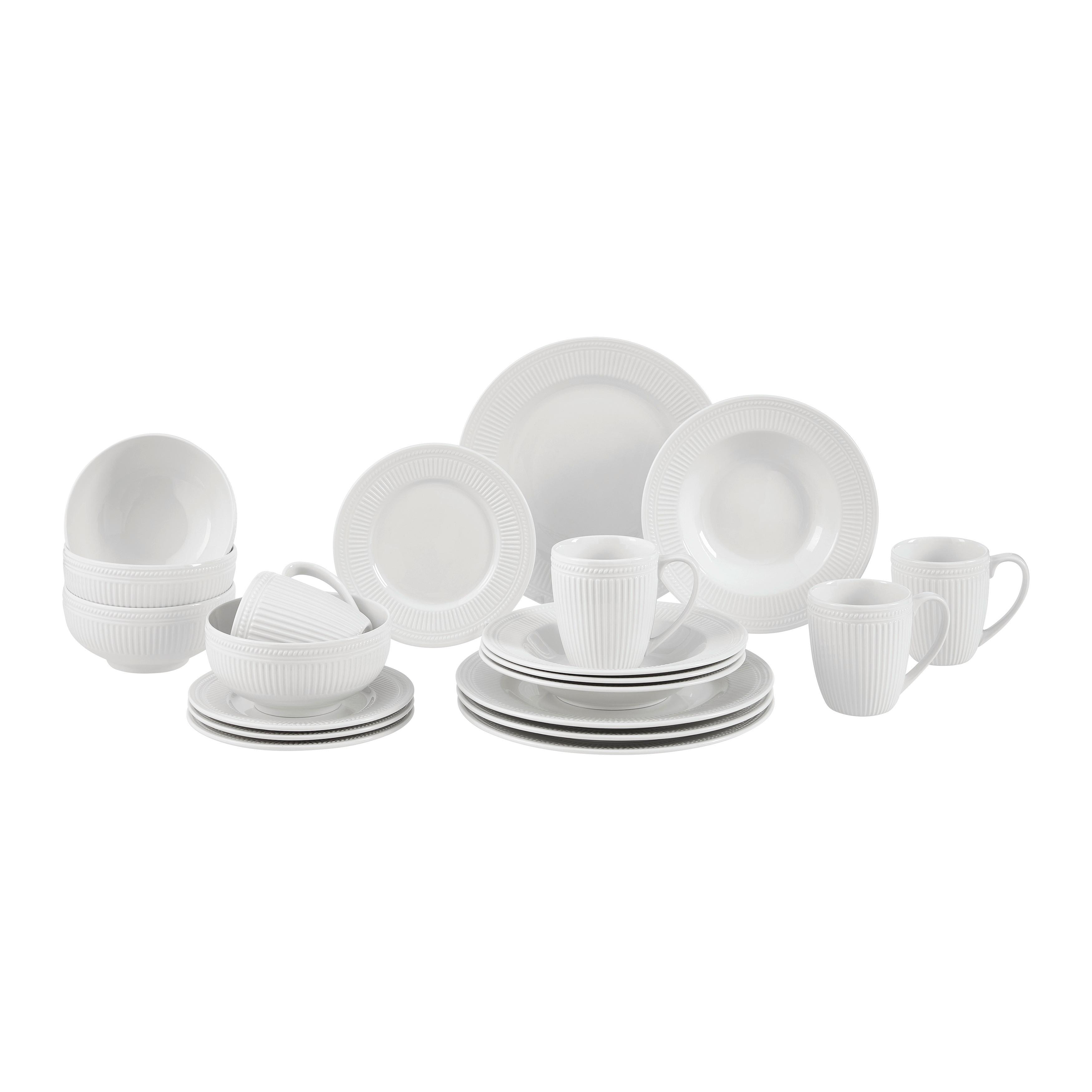 Kombiservice Rosemary Weiss 20-teilig - Weiss, Konventionell, Keramik (32.5/28/28cm) - Mömax