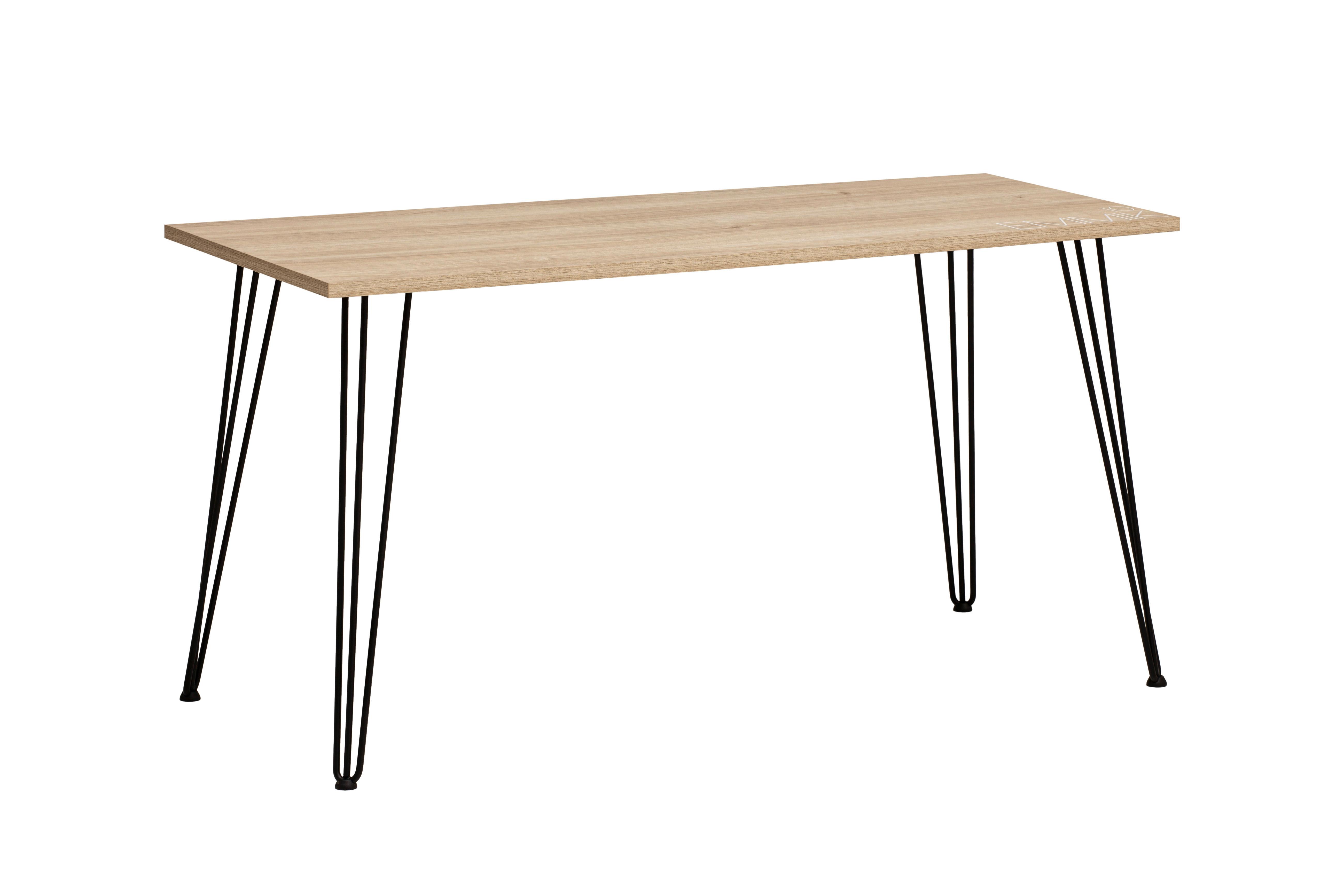 Schreibtisch Emmik Schwarz/Eichefarben - Eichefarben/Schwarz, MODERN, Holzwerkstoff/Metall (138/60/73,7cm) - MID.YOU
