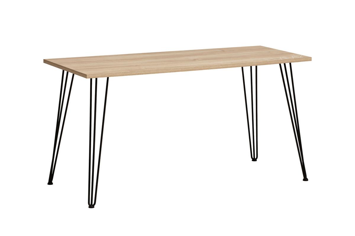 Schreibtisch Emmik Schwarz/Eichefarben - Eichefarben/Schwarz, MODERN, Holzwerkstoff/Metall (138/60/73,7cm) - MID.YOU