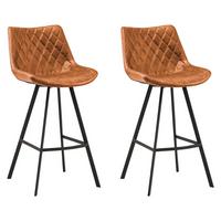 Barhocker-Set Bowie 2er-Set ca. 50x102 cm Cognac - Cognac/Schwarz, KONVENTIONELL, Textil/Metall (50/102/55cm) - MID.YOU