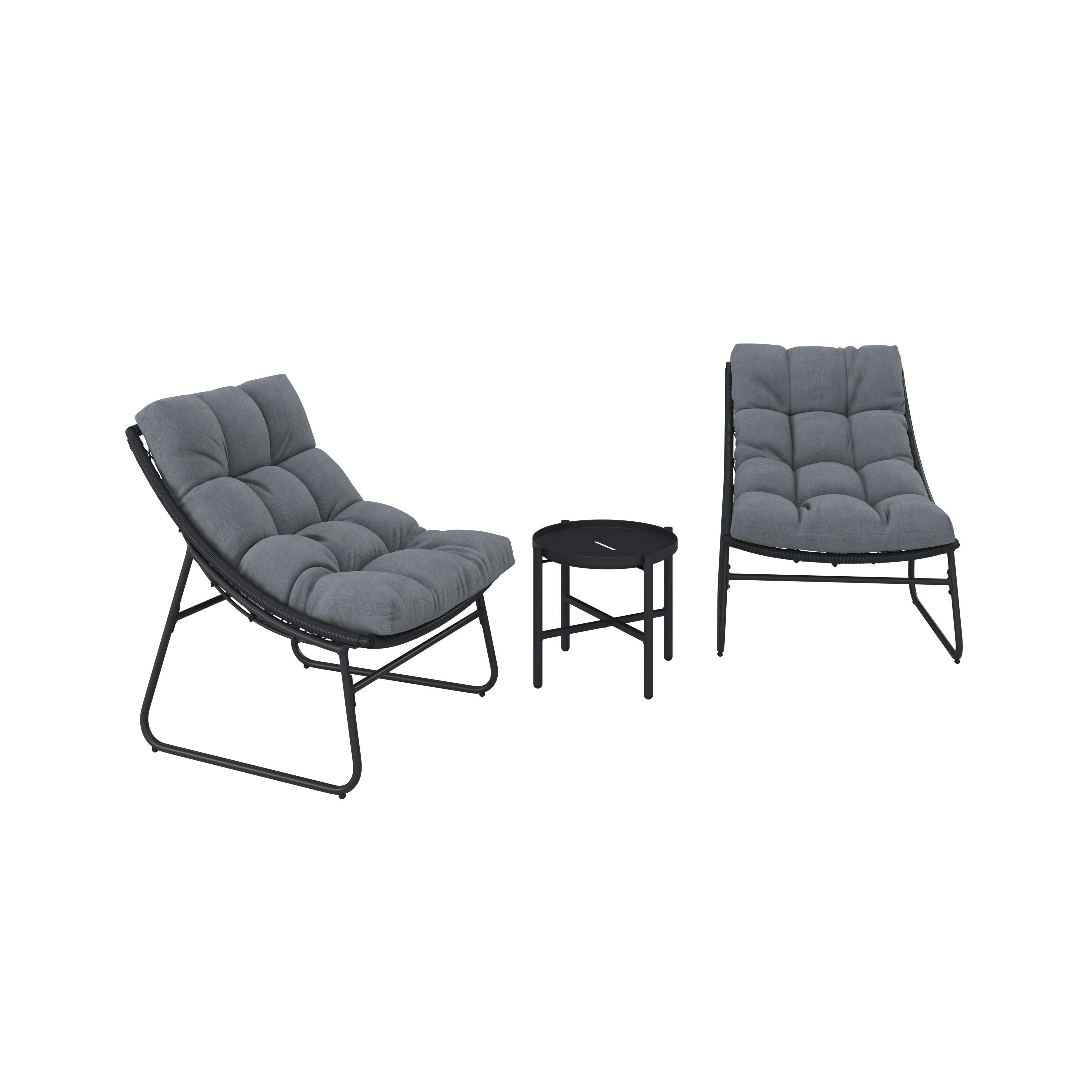 BALKONGMÖBLER SET ELIA - mörkgrå/grå, Modern, metall/textil - Bessagi Garden