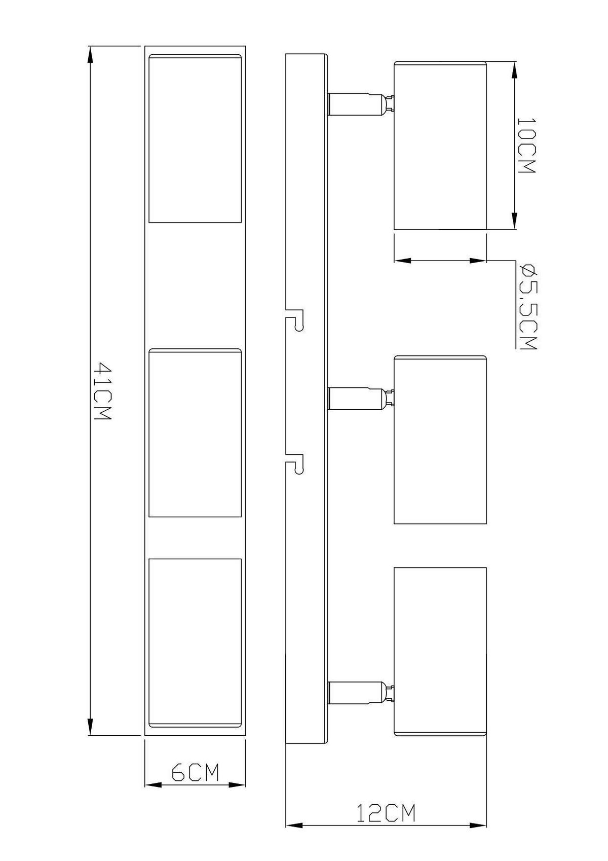 Reflektor Witmo - črna, Moderno, kovina (41/6/12cm) - Mömax