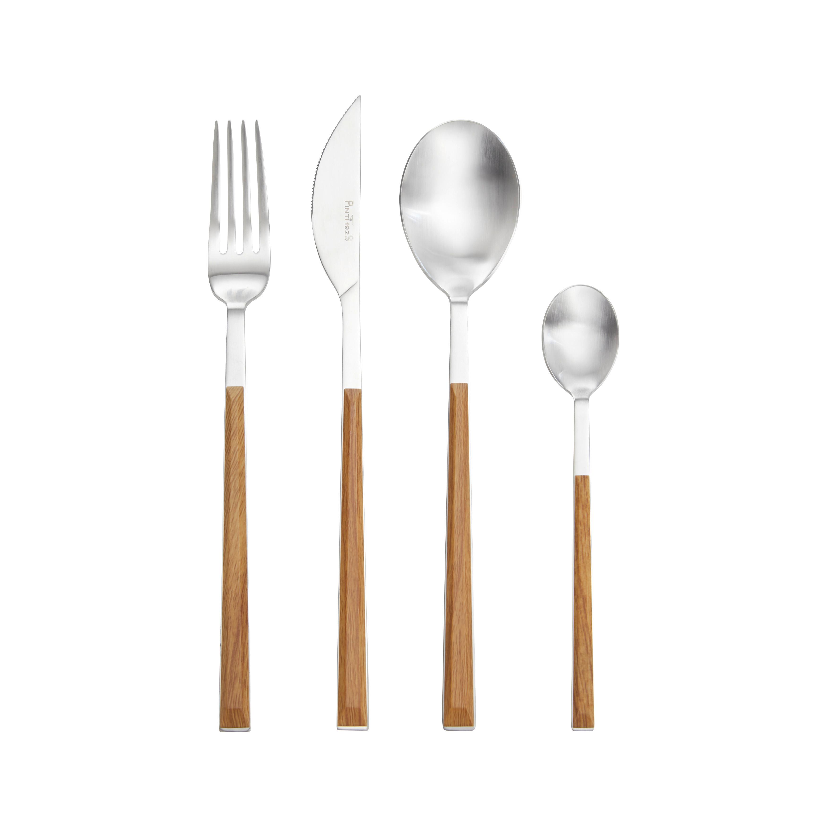 Besteckset Sushi aus Edelstahl, 24-teilig - Edelstahlfarben/Teakfarben, MODERN, Metall (21/8/29cm)