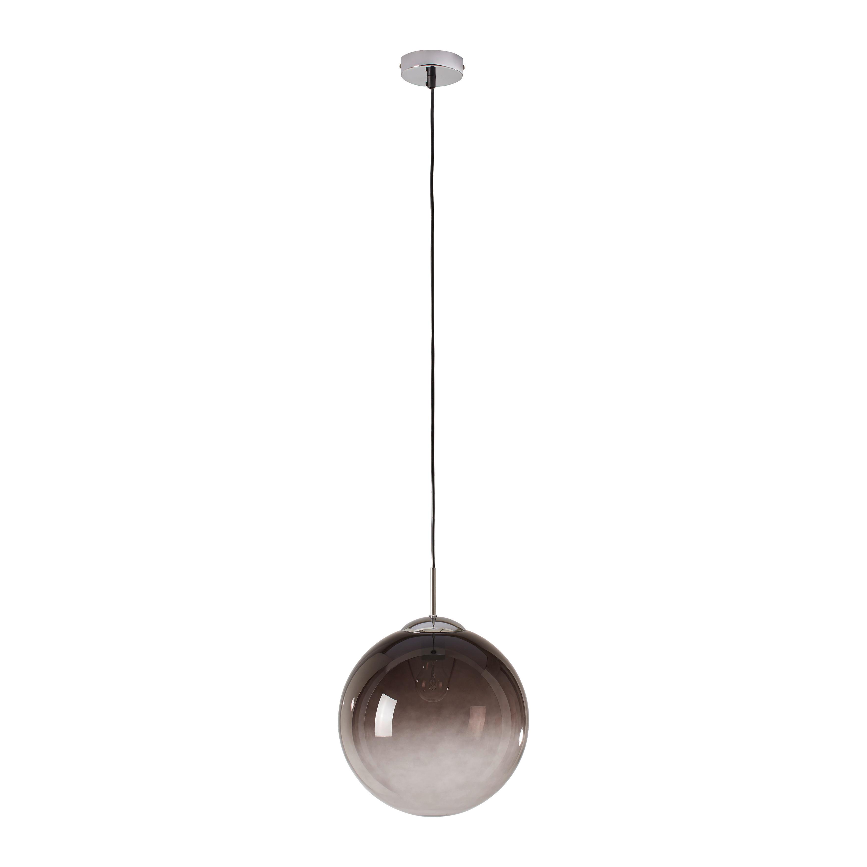 Hängeleuchte Lus Max. 40 Watt - Chromfarben/Schwarz, Lifestyle, Glas/Kunststoff (30cm) - Modern Living