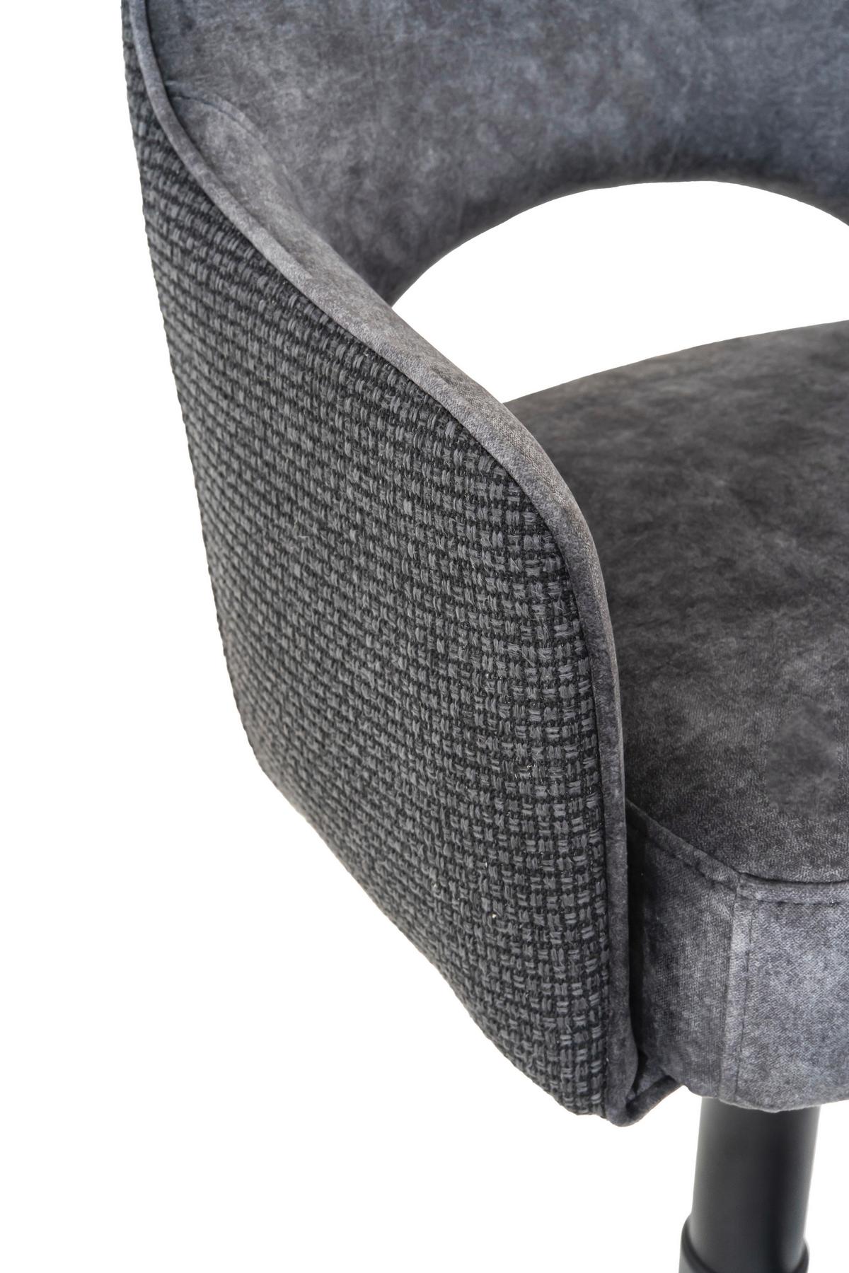 Barhocker Valletta Anthrazit/Schwarz - Anthrazit/Schwarz, KONVENTIONELL, Textil/Metall (57/92-119/52cm) - Premium Living