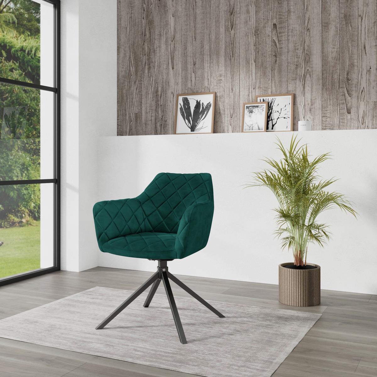 Stol Patti, Zelena, Vrtljiv - črna/zelena, Konvencionalno, kovina/tekstil (58/81/54cm)