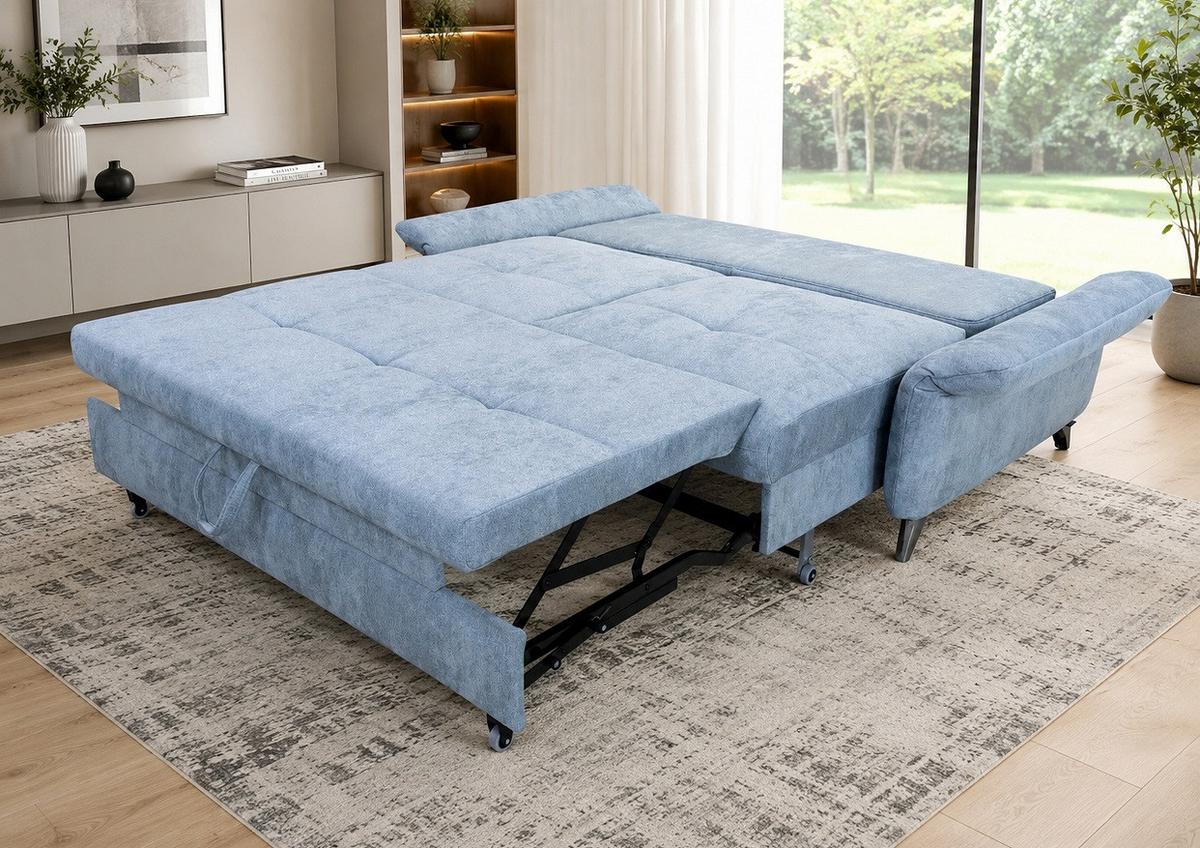 Kanapé Ágyfunkcióval Moving - világoskék, Konventionell, textil (188/92/96cm) - Premium Living