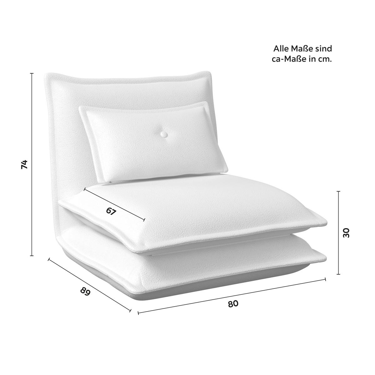 Schlafsessel Tamara Bouclé Weiß - Weiß, MODERN, Textil/Metall (82/31/69cm) - Bessagi Home