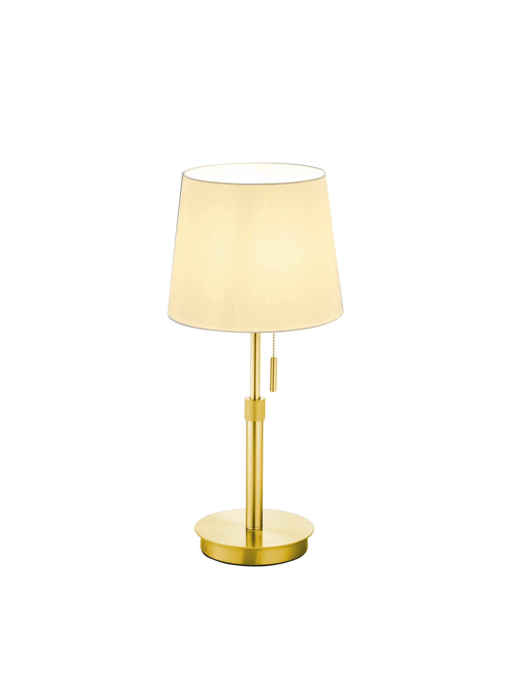Tischleuchte Lyon Messingfarben max. 60 Watt - Messingfarben/Weiß, KONVENTIONELL, Textil/Metall (25,5/56cm) - Trio Leuchten
