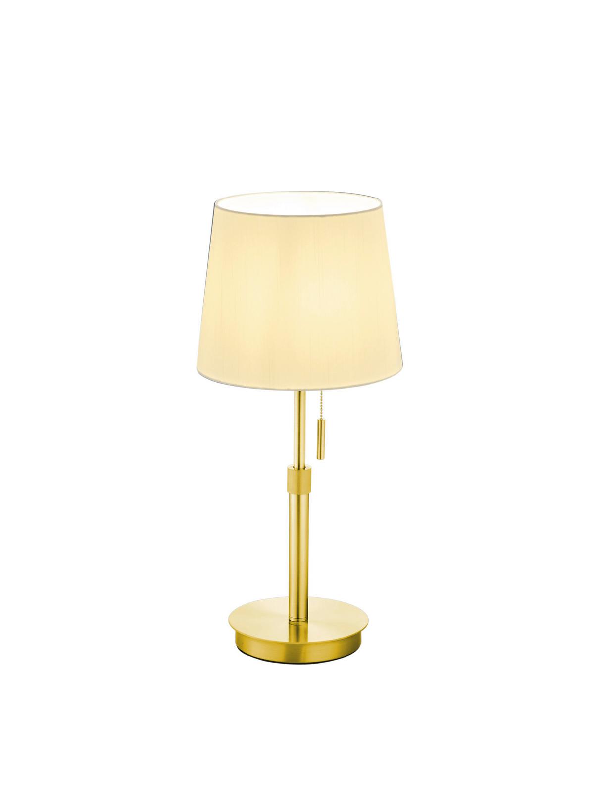 Tischleuchte Lyon Messingfarben max. 60 Watt - Messingfarben/Weiß, KONVENTIONELL, Textil/Metall (25,5/56cm) - Trio Leuchten