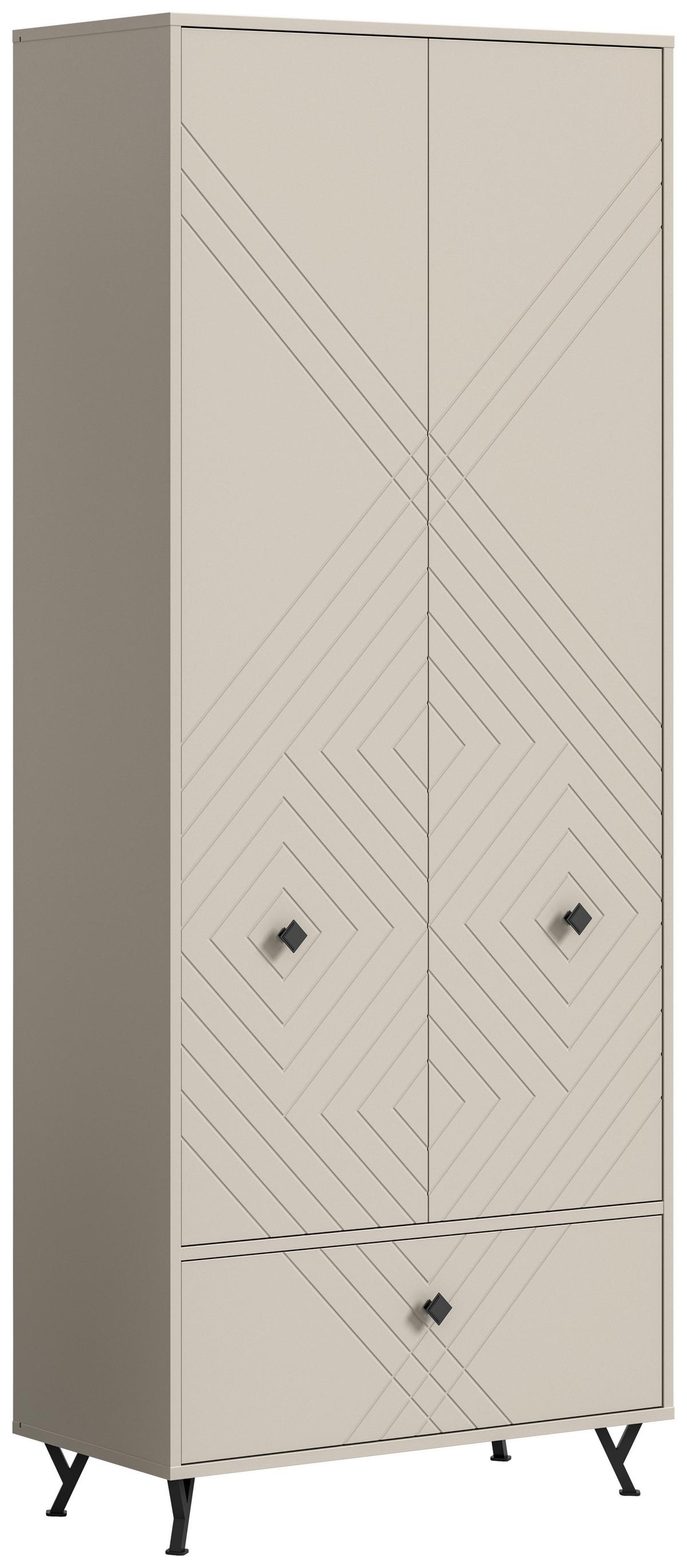 Garderobenschrank Notes ca. 80x195x35 cm Sandbeige - Design, Holzwerkstoff/Metall (80/195/35cm) - MID.YOU