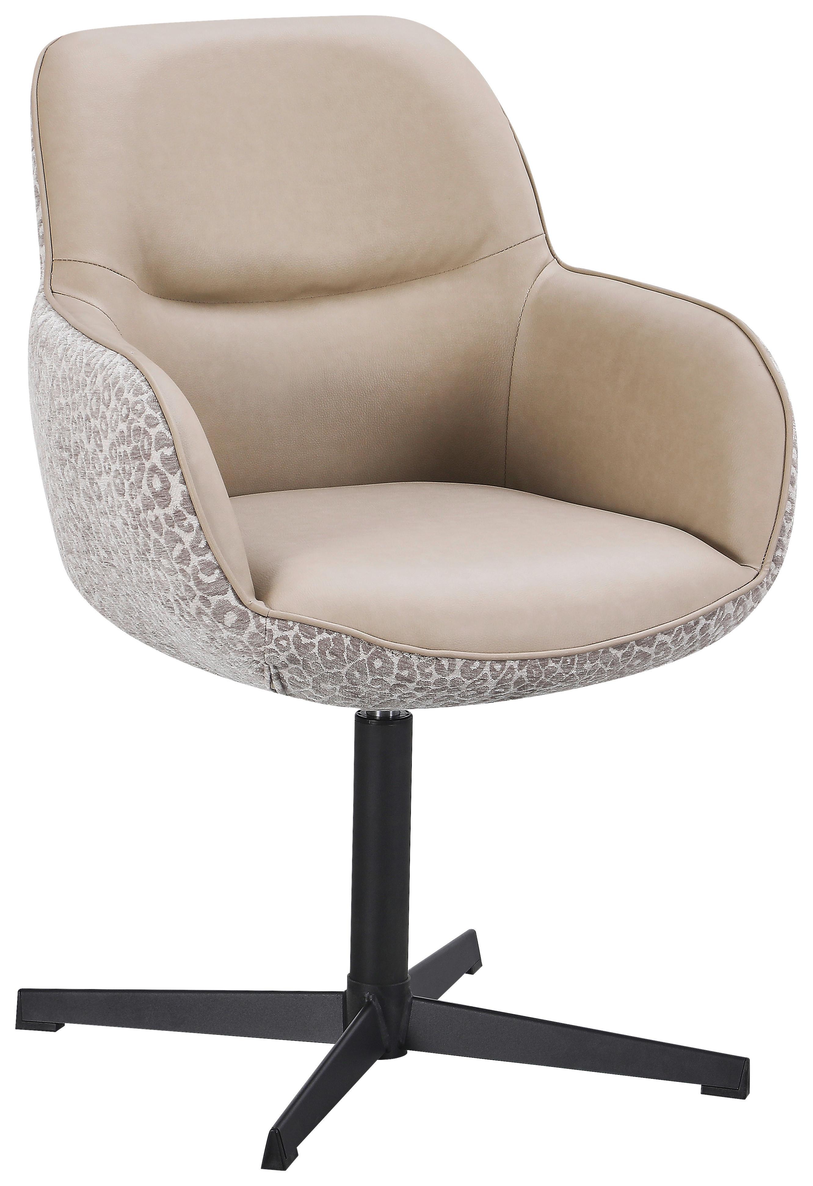 Naslanjač Leona - črna/bež, Design, kovina/tekstil (61/87/63cm) - Mömax