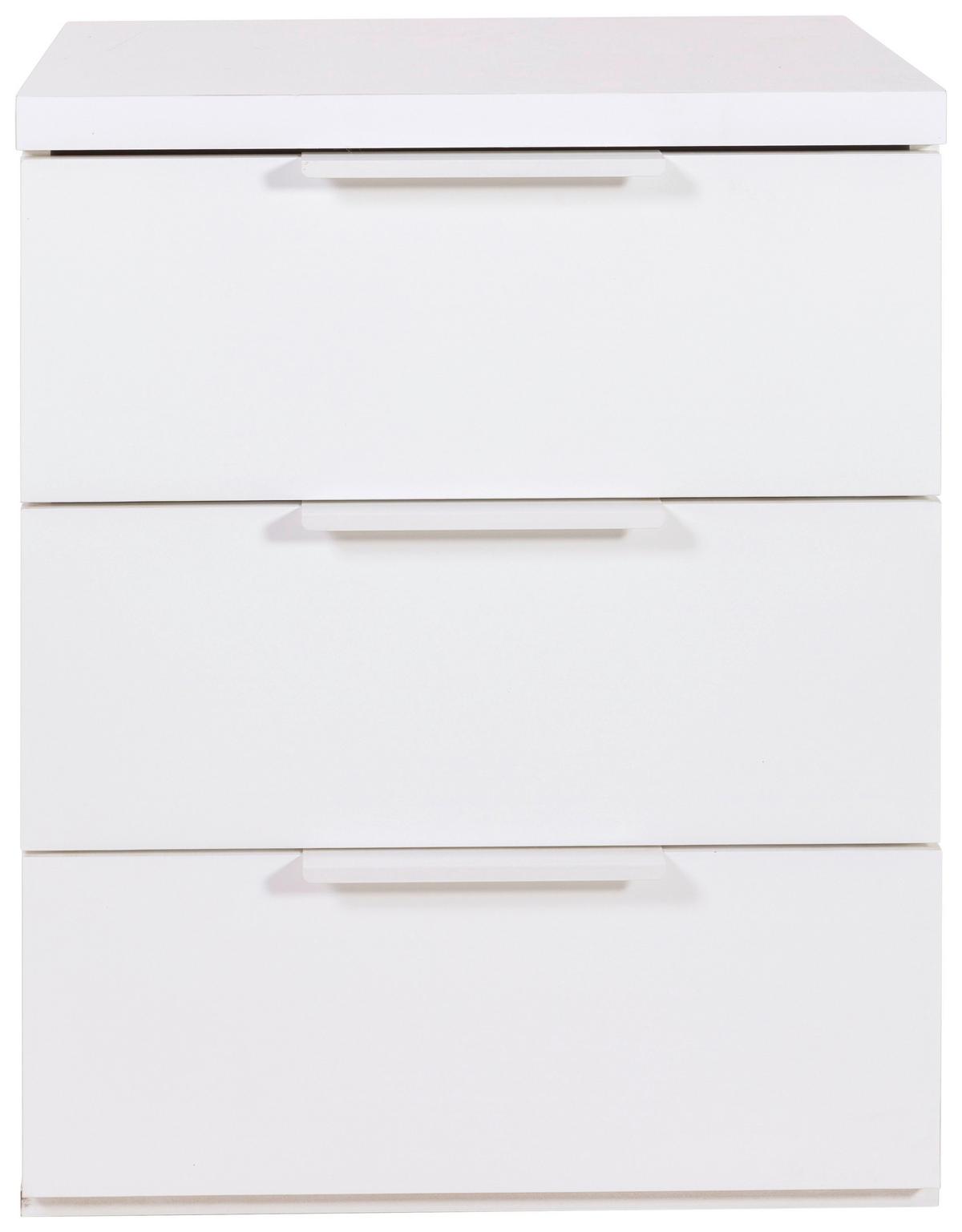 Nachtkästchen Mundi Weiß Hochglanz - Weiß Hochglanz/Weiß, MODERN, Holzwerkstoff (49/63,5/40,4cm) - Mömax