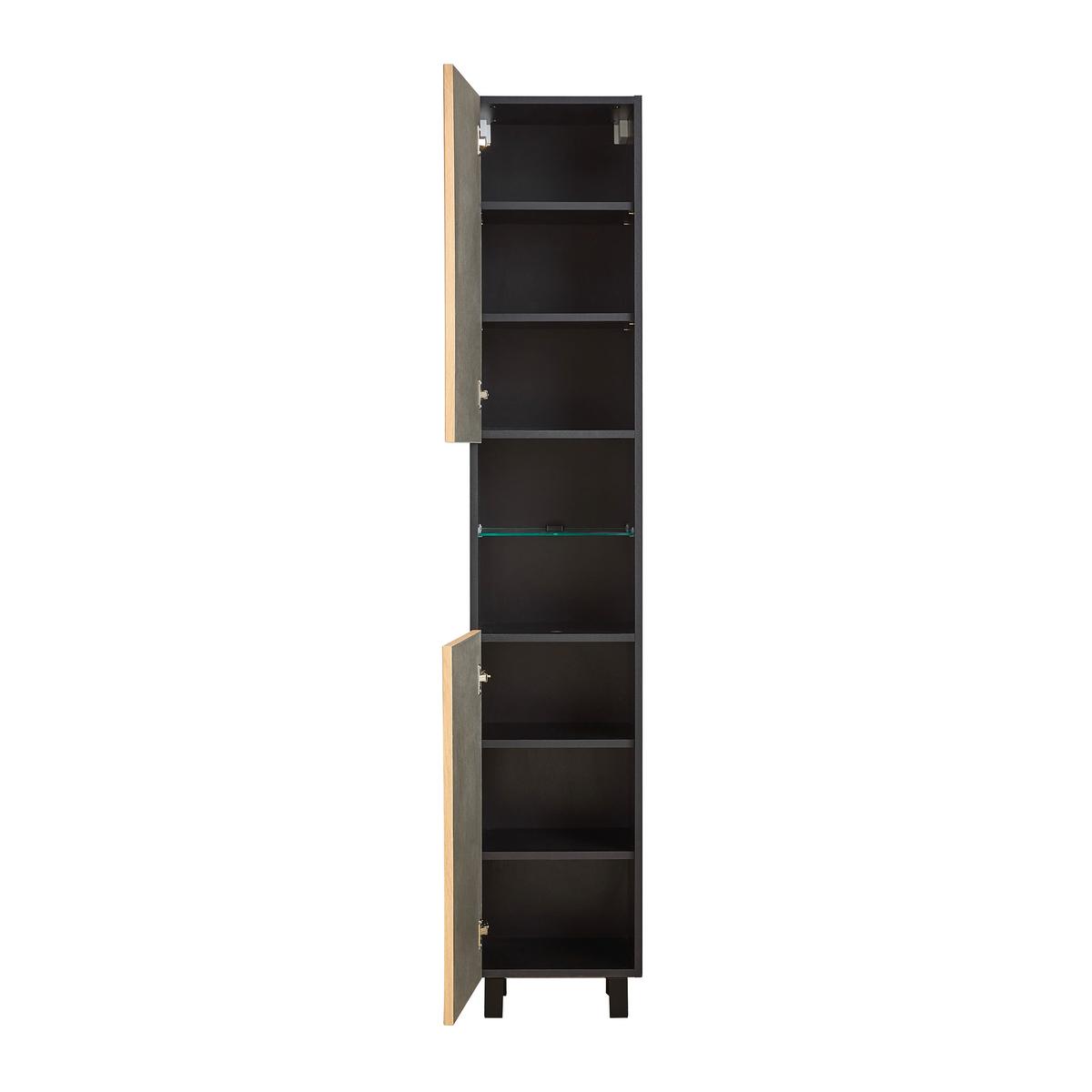 Hochschrank Venezia in Schwarz/Eichefarben - Eichefarben/Schwarz, Lifestyle, Glas/Holzwerkstoff (35/195/32cm) - Mömax