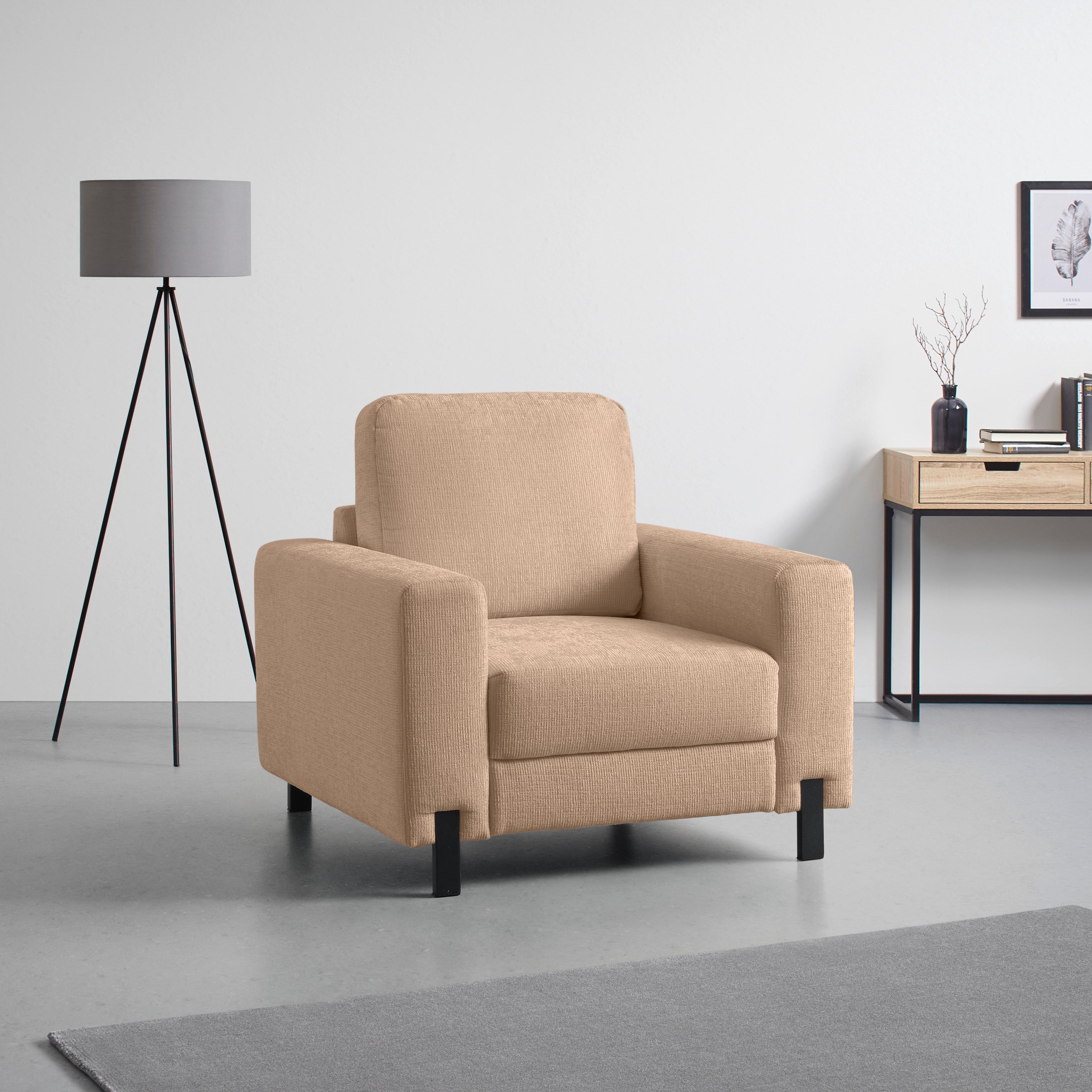 Sessel Piega Sandfarben - Sandfarben/Schwarz, MODERN, Textil/Metall (99/66-87/96cm) - Mömax