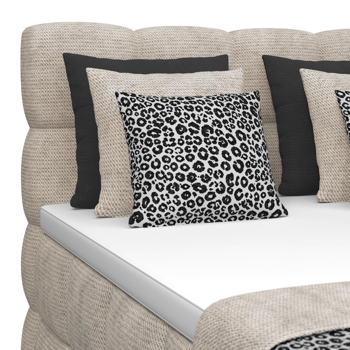 Postelja Boxspring Brisbane, Bež, 140x220 - črna/bež, Trend, kovina/umetna masa (140/220cm) - Premium Living