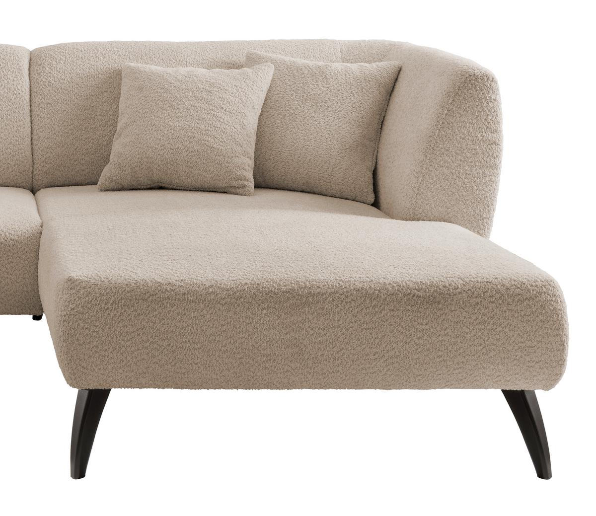 Wohnlandschaft Colori beige Bouclé - Beige/Schwarz, MODERN, Holz/Textil (264/160cm) - MID.YOU